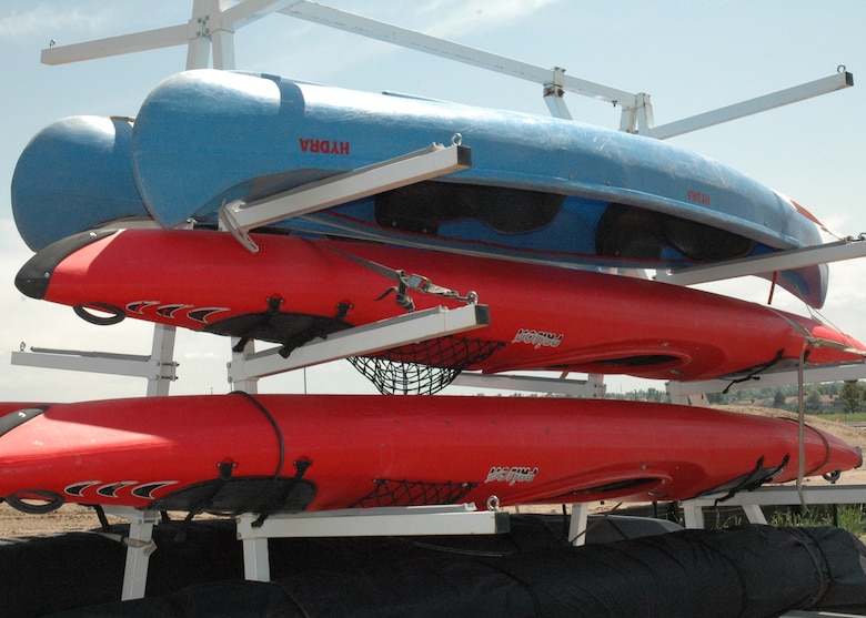 BUCKLEY AIR FORCE BASE, Colo. – Canoes and kayaks are some of the diverse equipment available for rent at Outdoor Recreation/Information, Tickets and Travel. (U.S. Air Force photo by Master Sgt. Dorothy Goepel)