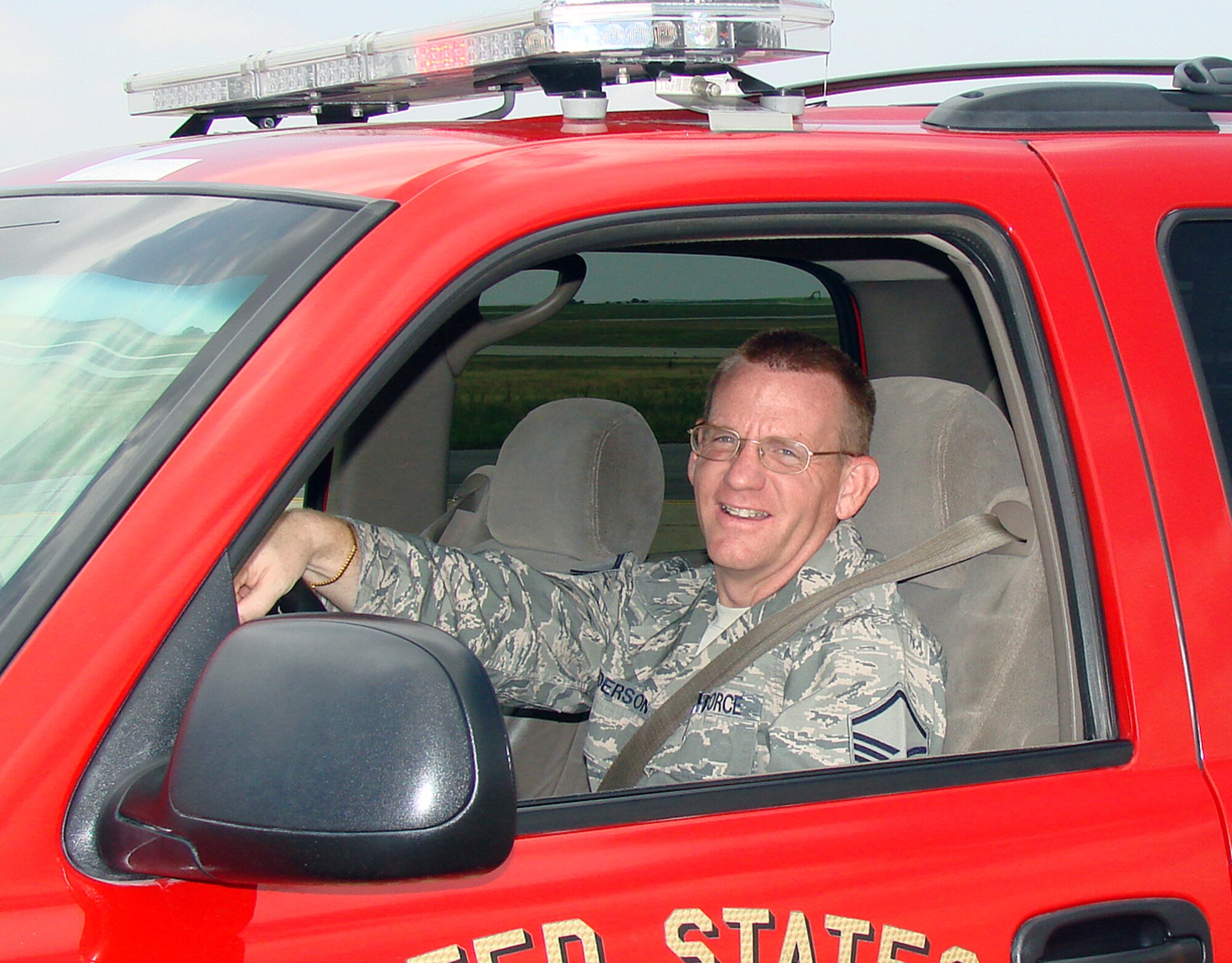Master Sgt. Kirk Anderson, from the 56th Civil Engineering Squadron, Luke AFB, Ariz., is currently serving as the deputy fire chief at the Vance Fire Department. He is part of the 31-man team of firefighters deployed to Vance during the labor dispute. (Photo/Senior Master Sgt. Russell Eidenschink)