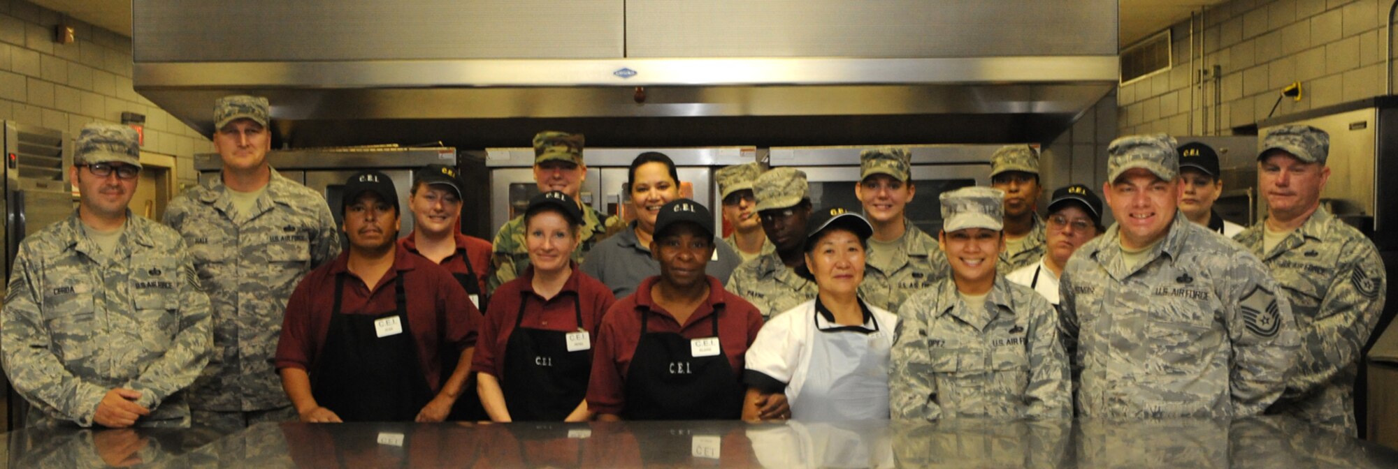 WHITEMAN AIR FORCE BASE, Mo.- Front Row (Left to Right) –Tech. Sgt. Roberto Cerda, Juan Carlos, Petra Purdy, Elaine Tuggle, Chom Millington, Staff Sgt. Stella Lopez, Master Sgt. Kevin Greensage
2nd Row (Left to Right)-Tech. Sgt. Robert Hale, Ashley Hunzinger, Airman 1st Class Holly Kluesner, Leilani Bulishcheck, Senior Airman Alison Osborn, Airman 1st Class Chris Payne, Airman Lyndi Bell, Staff Sgt. Angela Gooden, Becky Smith, Tara James, Tech. Sgt.  Dave Lawson (U.S. Photo/ Senior Airman Cory Todd)
