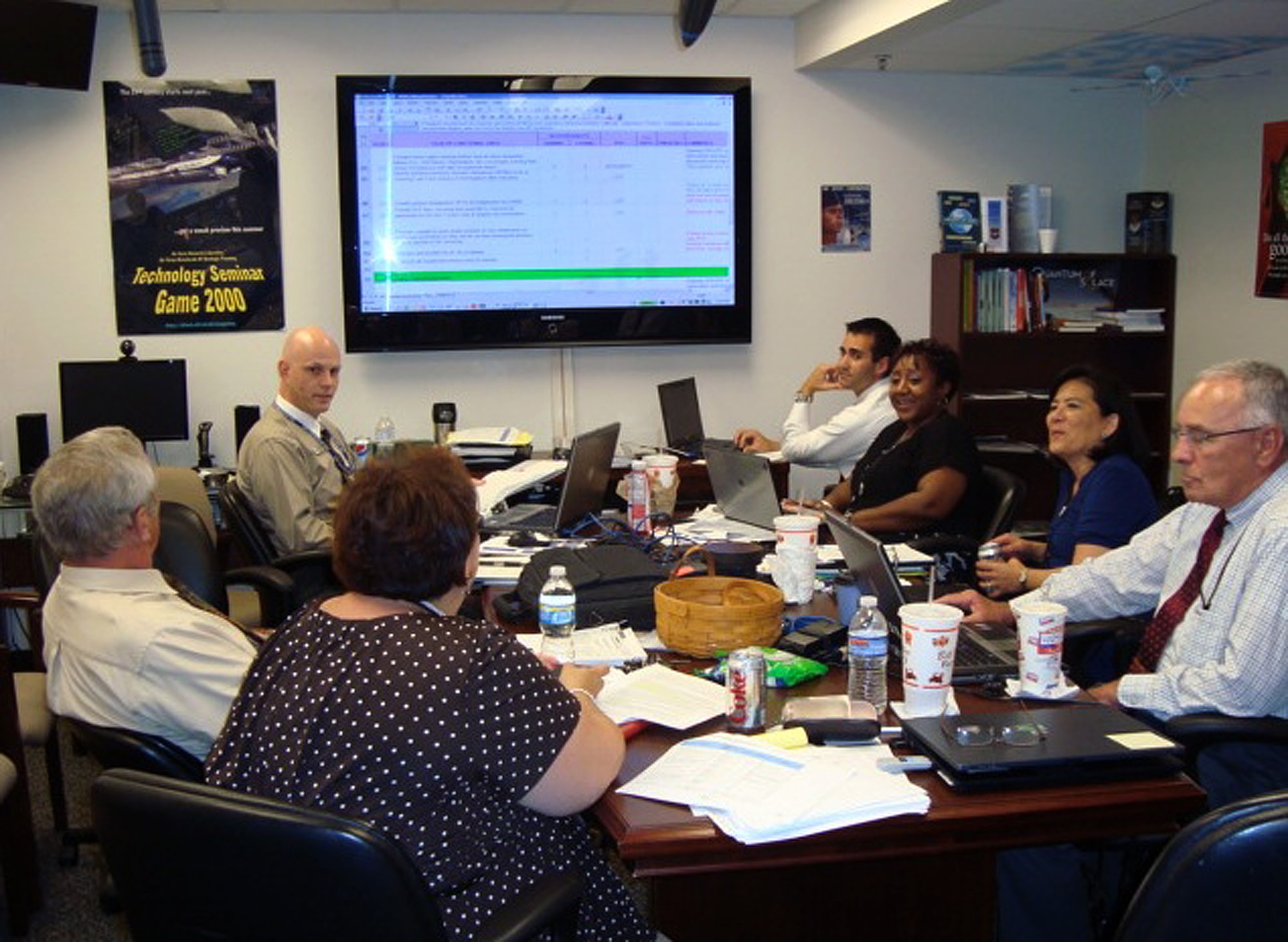 Joint basing staffers coordinate a break-out session during the memorandum of agreement (MOA) review workshop June 9-11 at Randolph Air Force Base, Texas. Air Education and Training Command (AETC) hosted the workshop. (U.S. Air Force photo/Ron Rogers)