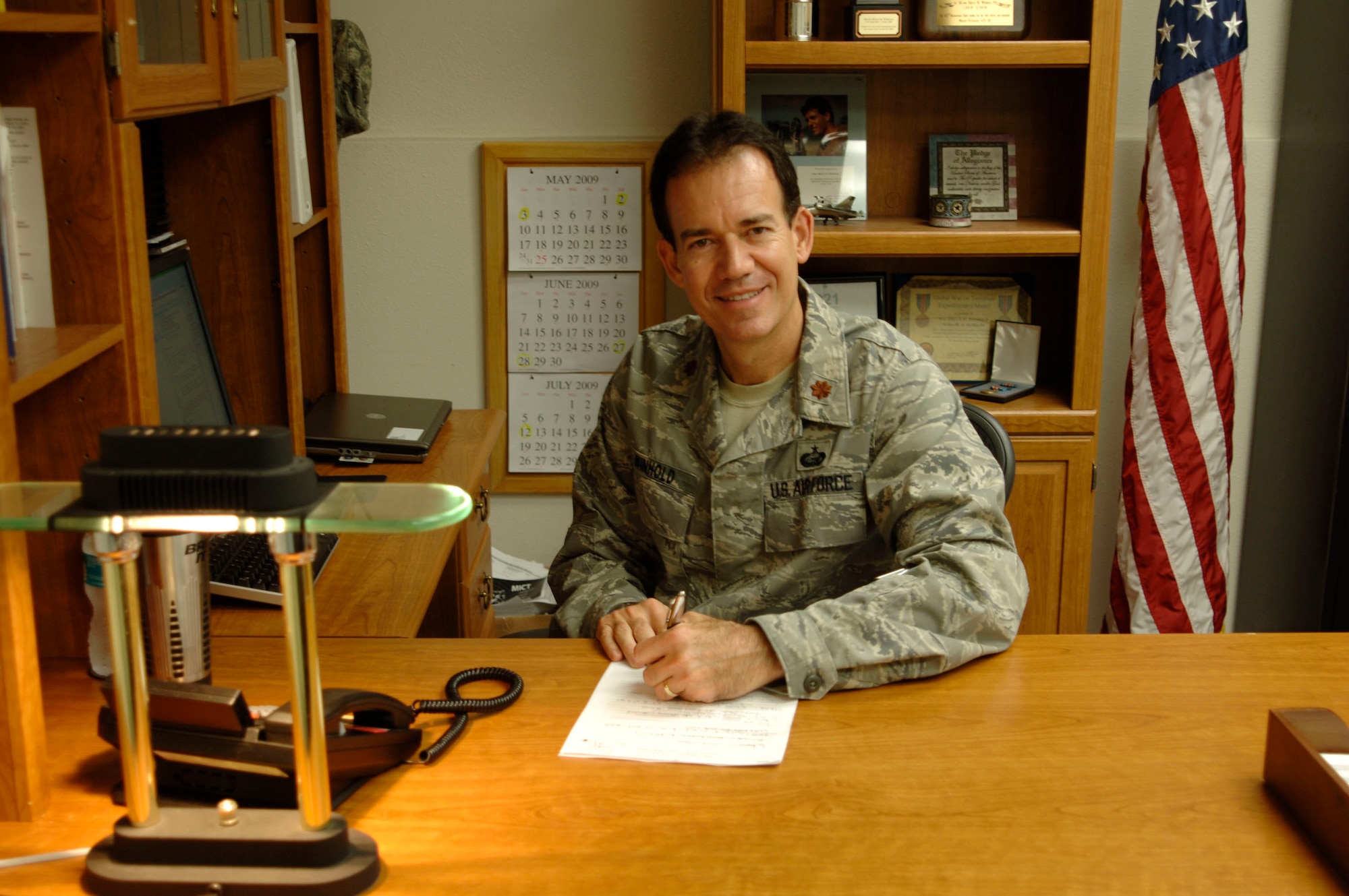 Maj. Bruce M. Winhold, Wing Process Manager, working AFSO21 issues (U.S. Air Force Photo/Tech. Sgt Denise Hauser)