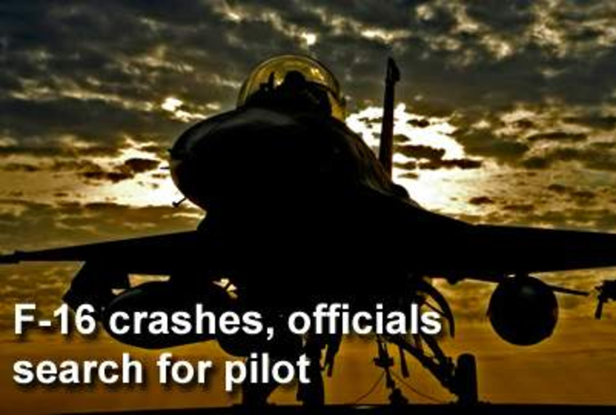 An F-16 Fighting Falcon crashed over the Utah Test and Training Range around 10:25 p.m. June 22, and Hill Air Force Base emergency responders are conducting a search for the pilot. (U.S. Air Force photo illustration)
