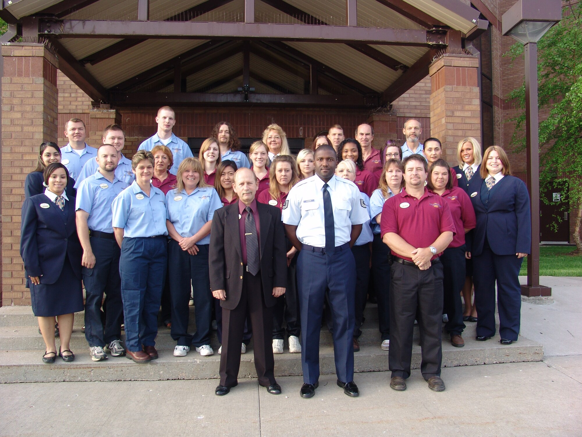 WHITEMAN AIR FORCE BASE, Mo. - The Whiteman Inn Team at Whiteman AFB, Mo. recently received the Best in ACC Innkeeper Award Small Category.  The team is currently competing for Best in Air Force Innkeeper Award Small Category.  The winner will be announced in September.  
Team members are:
Row 1 – (left to right) Mr. Marc Hicks, Tech. Sgt. Fedrick McBride, Mr. Hugh Palmer
Row 2 - (left to right)Ava Howell, Richard Benson, Holly Pendergrass, Kathy House, Frely Lease, Tammy Welcher, Joan Steimel, Dawn Updyke, Tawnie Ollermann, Emily Pray
Row 3 - (left to right)Jessica Lucio, Richard Bottom, Petra Phelps, Sara Burick,Melissa Schmidt Sandra Phelps, Mary Miller, Jackie Savage, Ashley Williams, Meryem Hampton, Felisha Moser
Row 4 - (left to right) Aaron Grandin, Corey LaChance, Wes Hanson, Cindy Lockhart, Staff Sgt. Kenneth Eggers, Wesley Luther, James Presley
