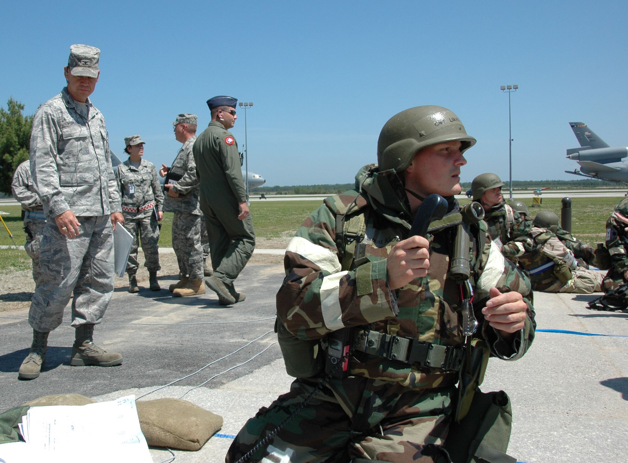 Joint Base Airmen gear up to demonstrate their capabilities during a week-long exercise.  (U.S. Air Force photo/Master Sgt. Charles Kramer)