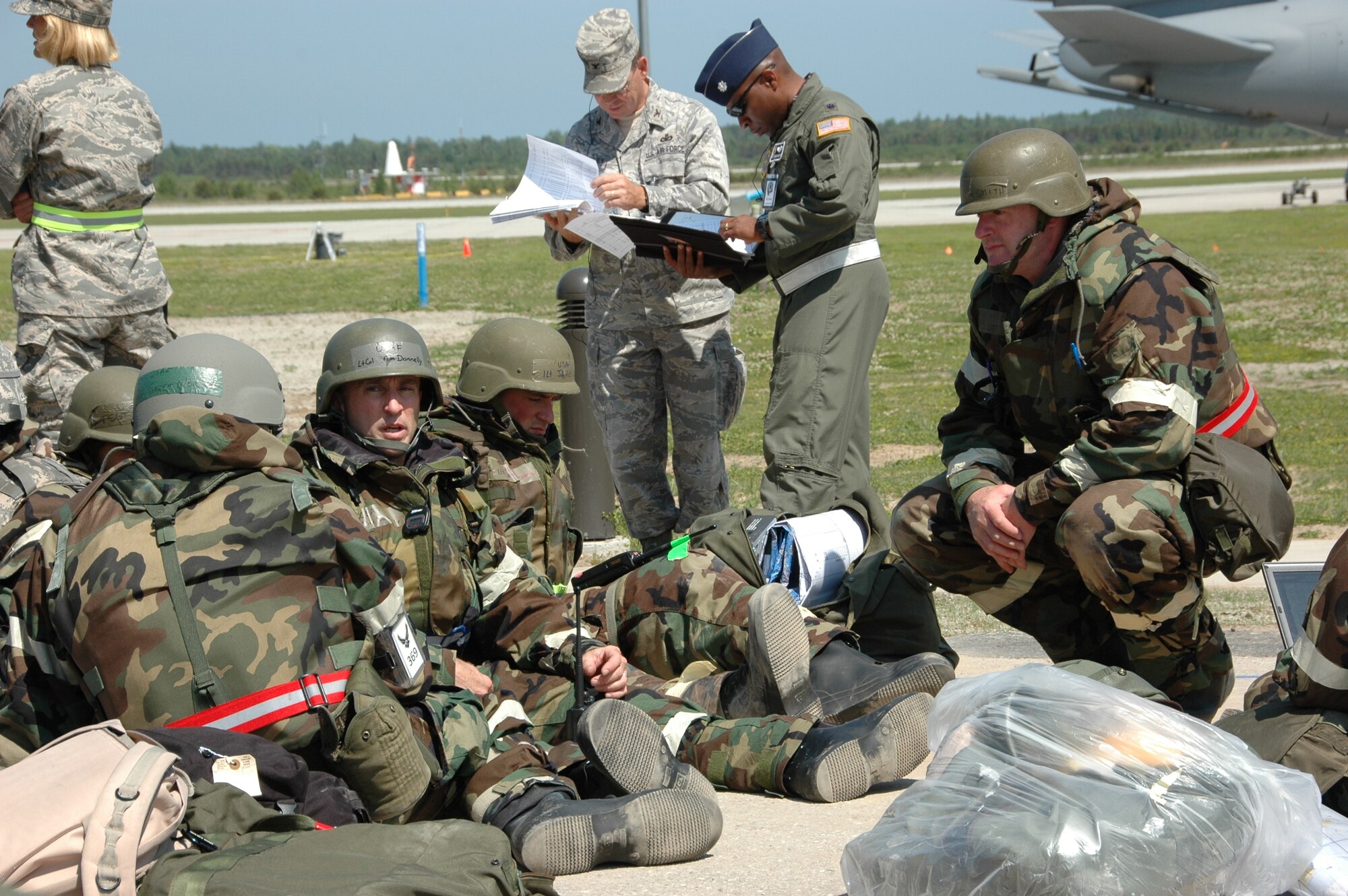 During a recent inspection, Joint Base Airmen practiced their war time readiness capabilities.  (U.S. Air Force photo/Master Sgt. Charles Kramer)
