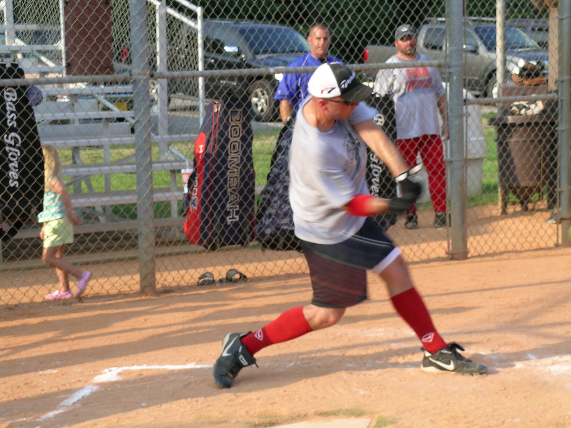 Staff Sgt. Stephen Moneer, 1st Special Operations Support Squadron Weather Flight, is at bat during round two of the Hurlburt Field intramural softball playoffs Jun. 22.    The 1st SOSS lost 17-16 to the 1st Special Operations Component Maintenance Squadron.  The championship game takes place Jun. 25 at 5:30 behind the Aderholt Fitness Center.      
