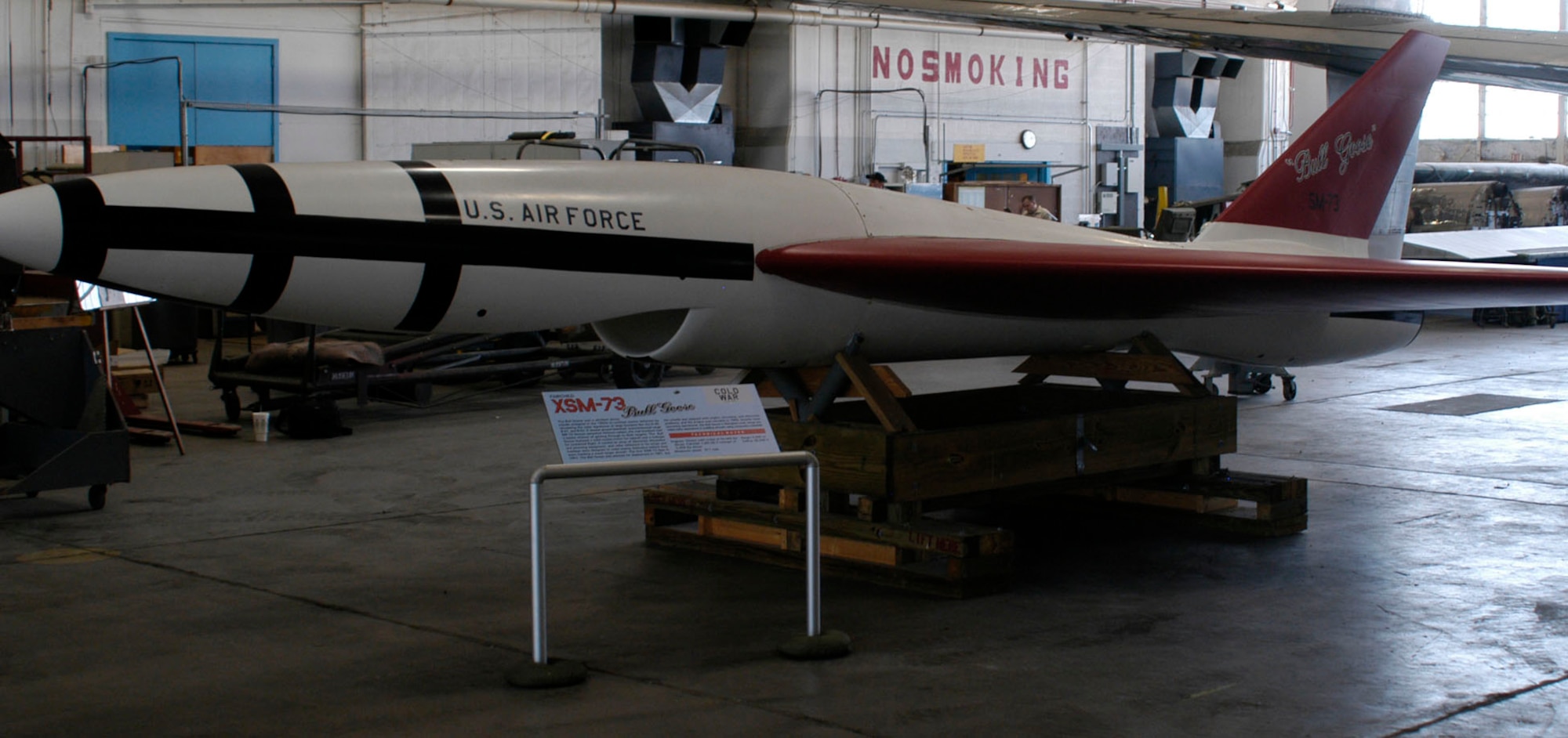 DAYTON, Ohio - SM-73 Bull Goose in the Restoration Hangar at the National Museum of the U.S. Air Force.  (U.S. Air Force Photo)