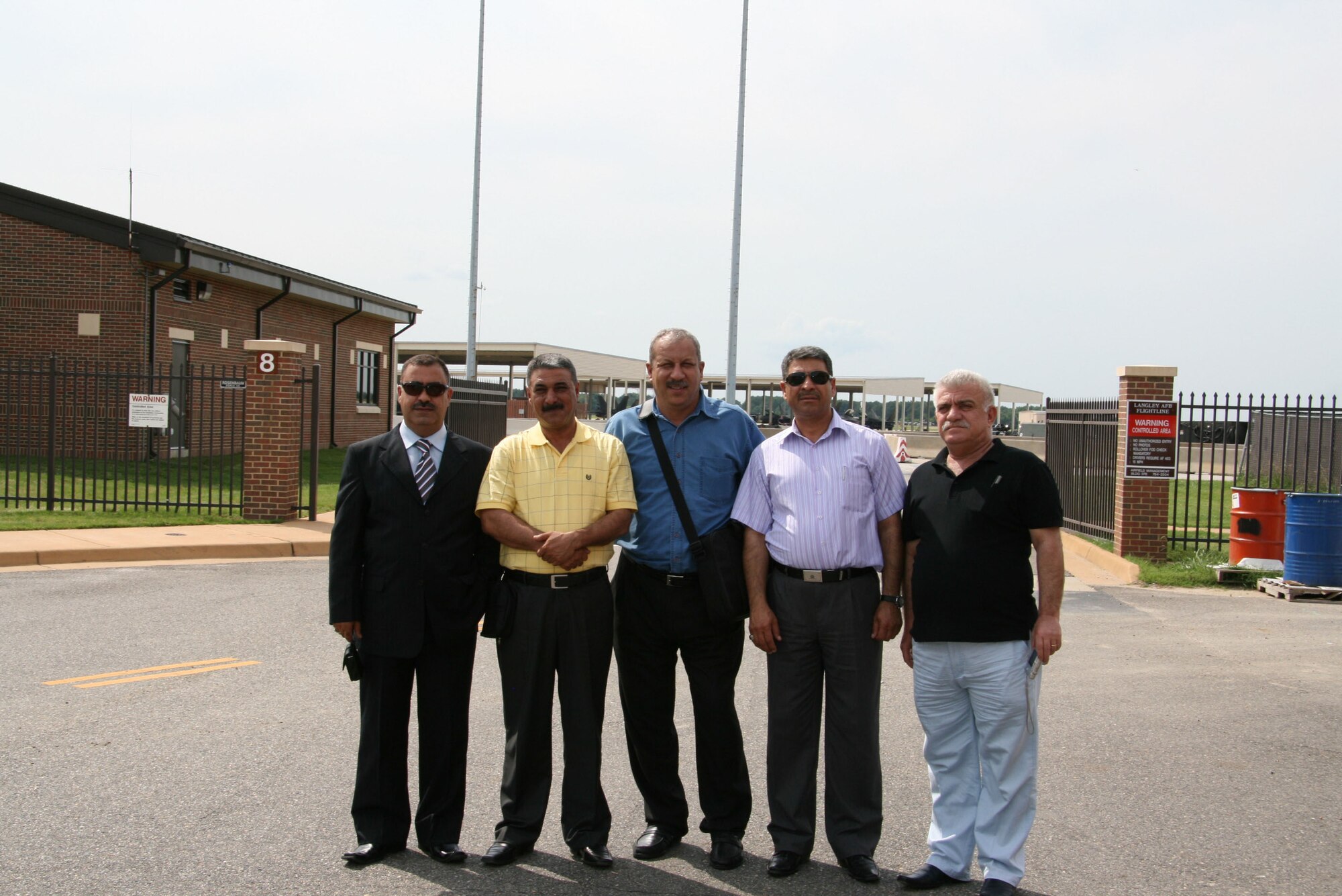 Colonel Mohammed Mahmood Qasim, Colonel Hanesh A. Ahmed, Brigadier General Alaa J. Altaei, Brigadier General Nabeel Alhamdani, and Mr. Yousif M. Mohanad tour Langley Air Force Base, Virginia on Jun. 10, 2009. The Iraqi Security Forces Senior Engineer Symposium showcased how the U.S. Military conducts facilities engineering and management in order to empower Iraqi senior engineers to design, develop and execute their own plans for aiding Iraq's expanding military abilities.