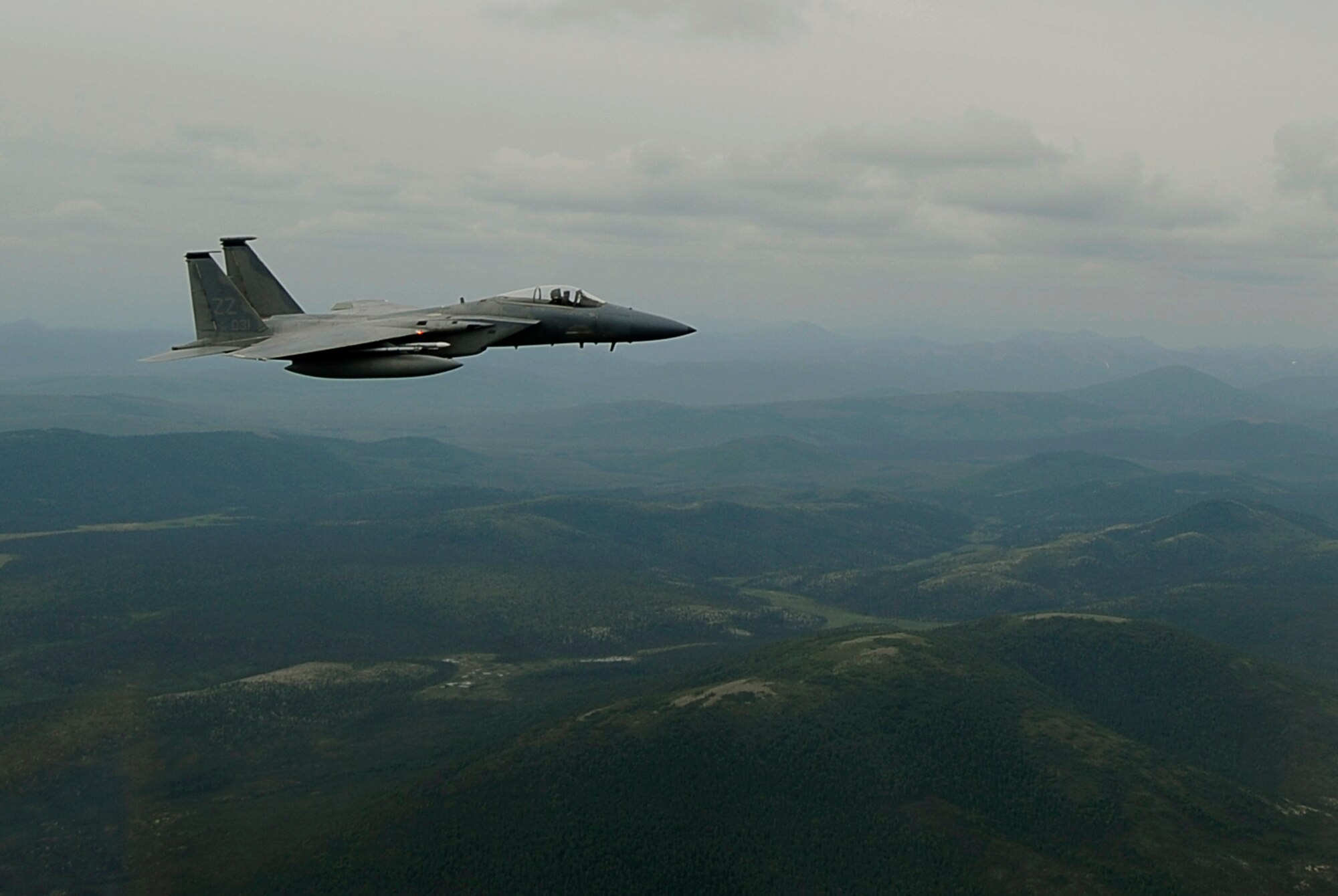F-15 Eagles from the 44th Fighter Squadron, Kadena AB, Okinawa, Japan, take part in exercise Northern Edge 2009, Elmendorf AFB, Alaska, June 17, 2009.  Northern Edge 2009 is Alaska's largest military training exercise.  It prepares joint forces to respond to crises throughout the Asia-Pacific region.  (Released/U.S. Air Force photo by TSgt Dennis J. Henry Jr.)
