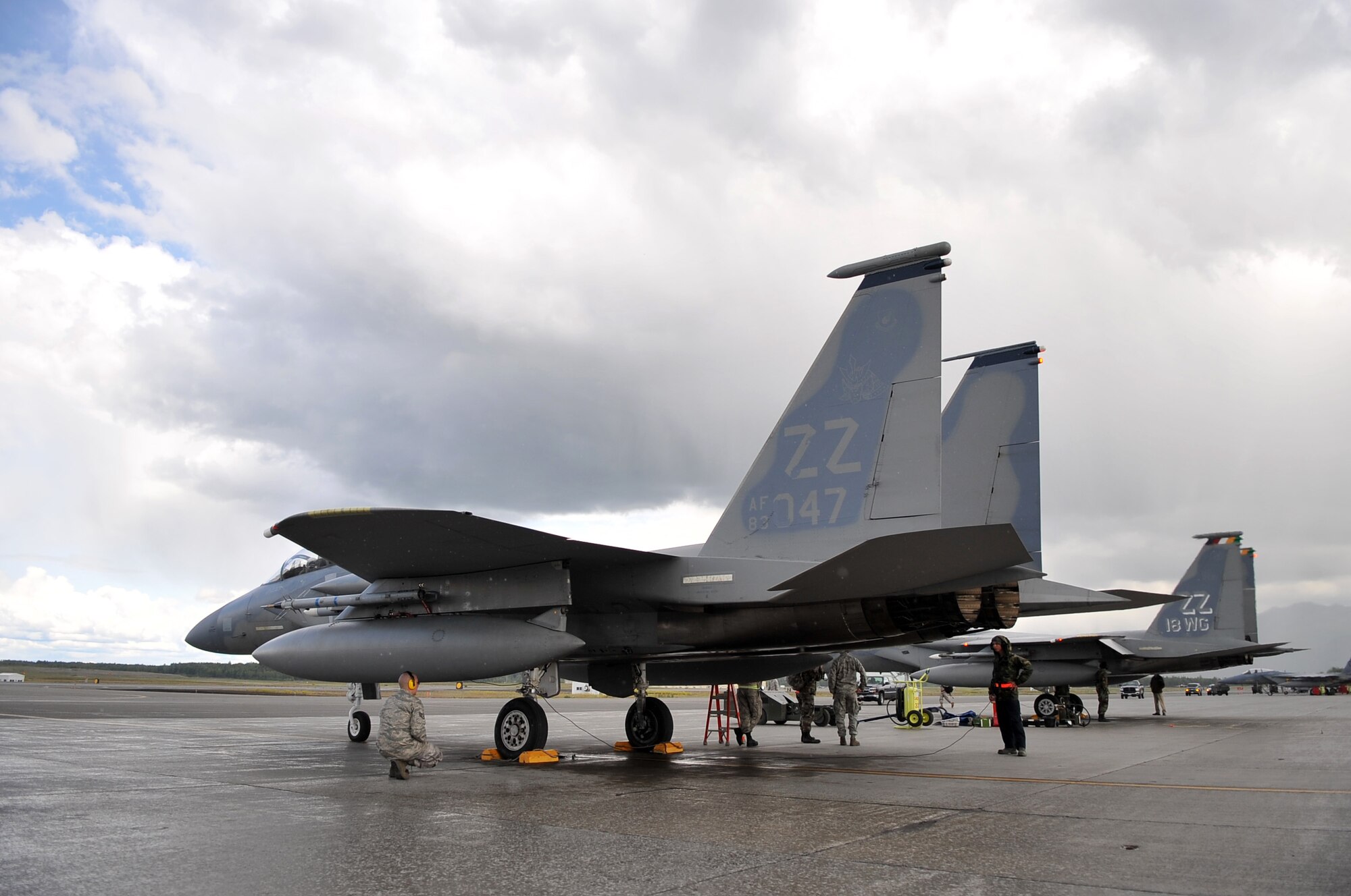 090624-F-2034C-112
Crew chiefs prepare to launch their F-15C Eagle fighter aircraft June 24, 2009 during Exercise Northern Edge 2009 held at Elmendorf Air Force Base, Alaska. The crew chiefs are from the 18th Aircraft Maintenance Squadron, Kadena Air Base, Japan. Northern Edge is Alaska?s largest military training exercise that prepares joint forces to respond to crises throughout the Asia-Pacific region. (U.S. Air Force photo/ MSgt Shane A. Cuomo) RELEASED
