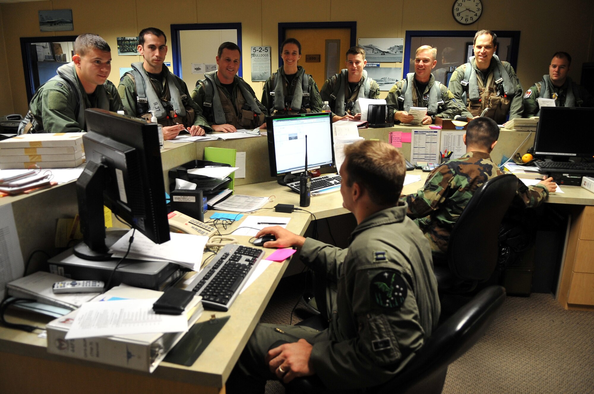 090624-F-2034C-042
Pilots conduct a pre flight briefing June 24, 2009 during Exercise Northern Edge 2009 held at Elmendorf Air Force Base, Alaska. The F-15C Eagle pilots are from the 44th Fighter Squadron, Kadena Air Base, Japan. Northern Edge is Alaska?s largest military training exercise that prepares joint forces to respond to crises throughout the Asia-Pacific region. (U.S. Air Force photo/ MSgt Shane A. Cuomo) RELEASED
