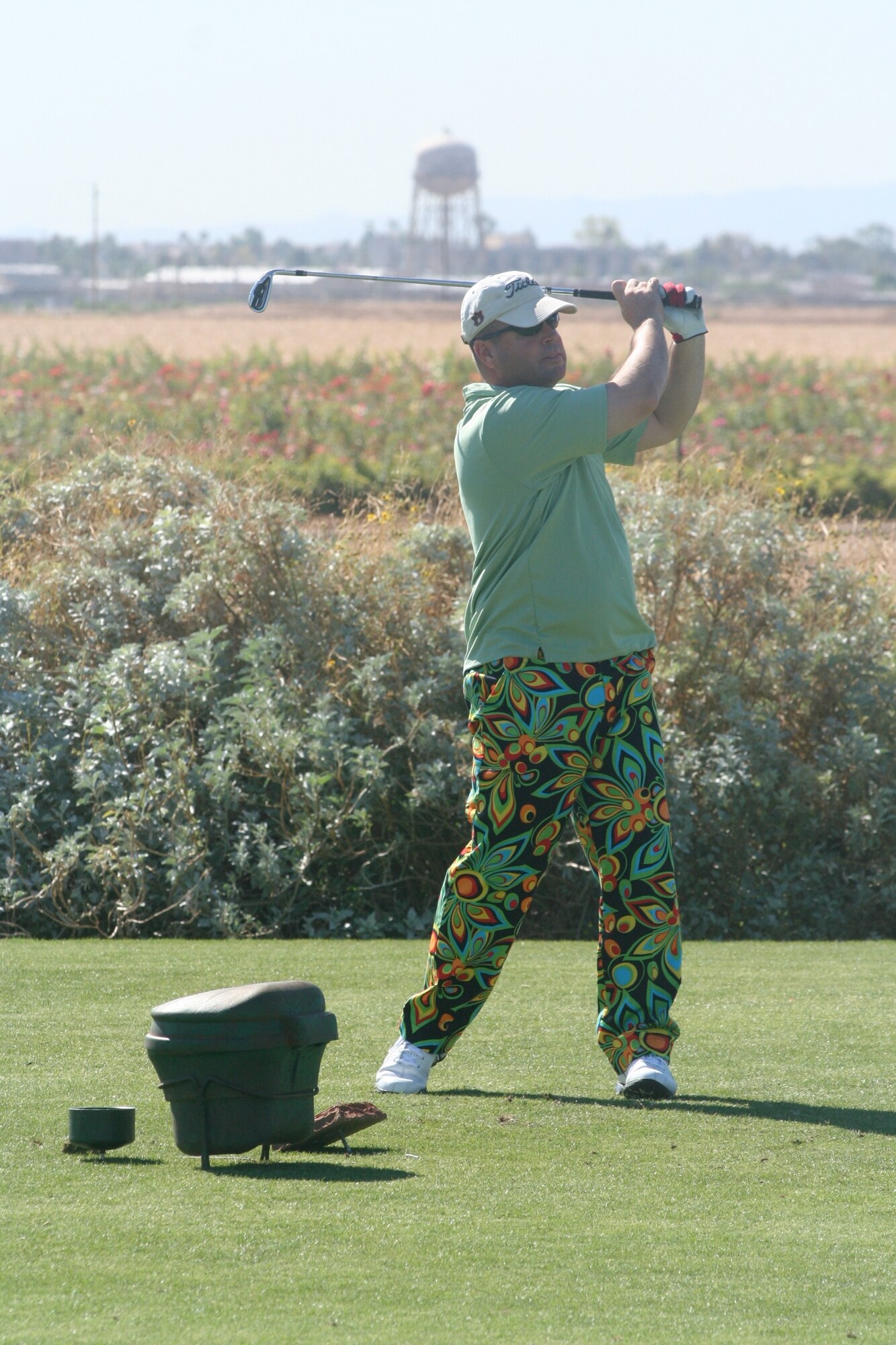 Chief Master Sgt. Randy Raper, 56th Fighter Wing command chief, tees off during Luke’s Annual Airman’s Golf Tournament and Fundraiser June 12 at Falcon Dunes Golf Course. (Courtesy photo)