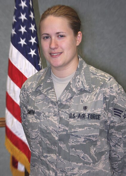 WRIGHT-PATTERSON AIR FORCE BASE, OHIO - Senior Airman Kristen Smith
is the 445th Airlift Wing Airman of the Quarter.  Airman Smith is assigned to the 445th Aeromedical Evacuation Squadron.  She was a "Distinguished Graduate" from Logistics Technical School.  Airman Smith palletized more than $75,000 of medical equipment for deployment of multiple AES crews.  She’s currently enrolled at Ohio State University, working on a bachelor’s degree in Zoology.
