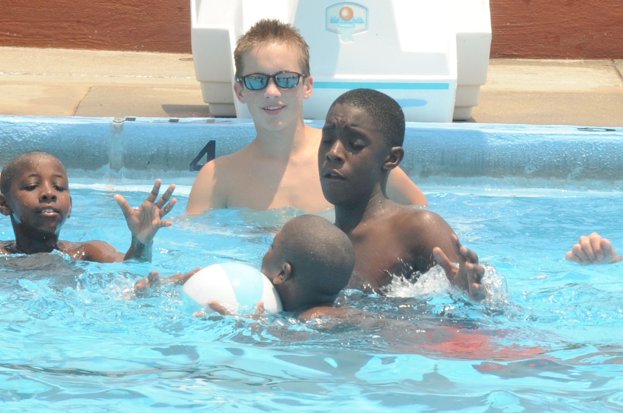 Drug Education For Youth  Program (DEFY) takes a break by having fun at the base pool on June 11 2009.  (U.S. Air Force photographer Senior Airman David Minor)