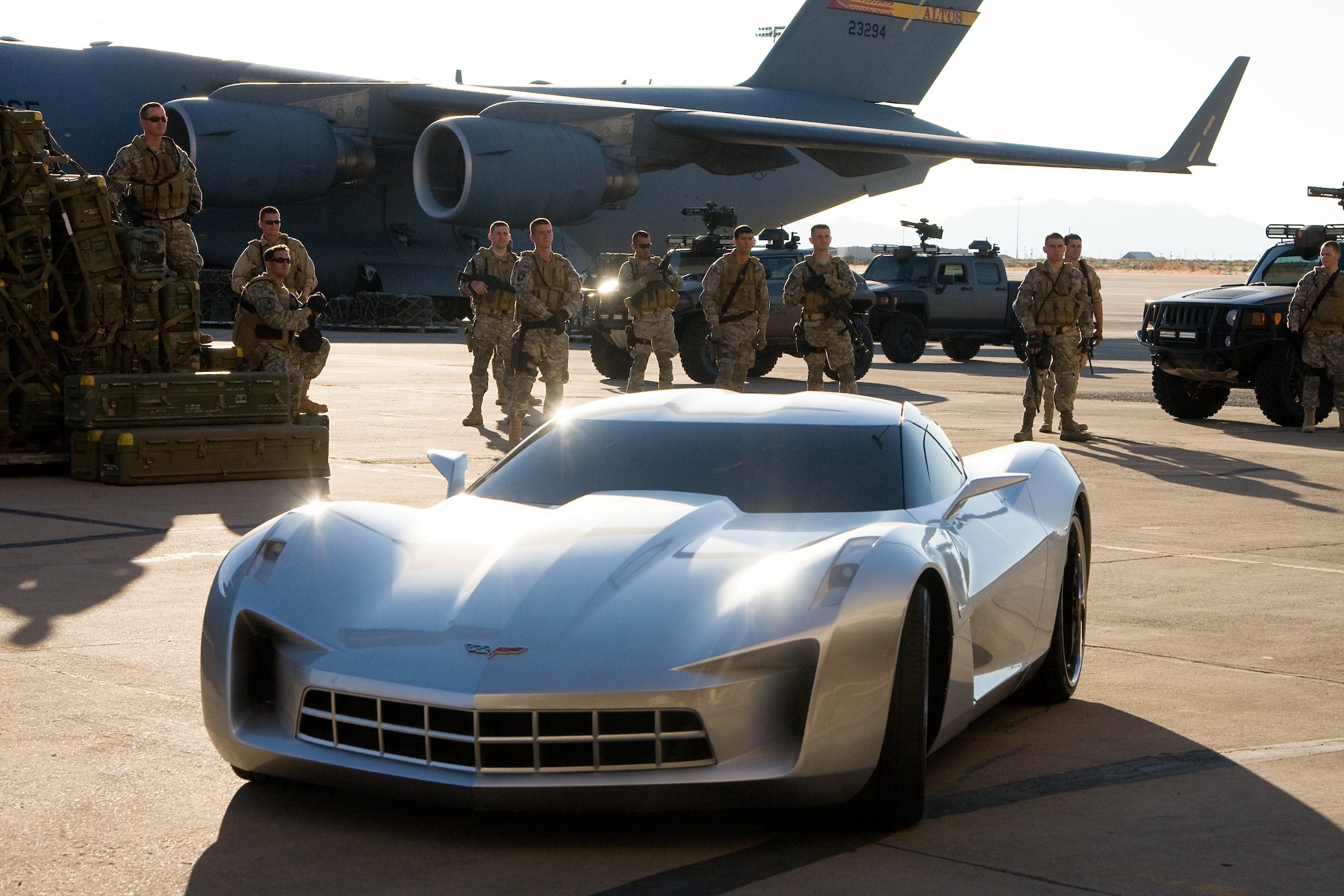 Filming of "Transformers: Revenge of the Fallen" at Holloman Air Force Base, N.M. Photo Credit: Robert Zuckerman

? 2009 DreamWorks LLC and Paramount Pictures.  All Rights Reserved. Hasbro, TRANSFORMERS and all related characters are trademarks of Hasbro. ?2009 Hasbro.  All Rights Reserved.