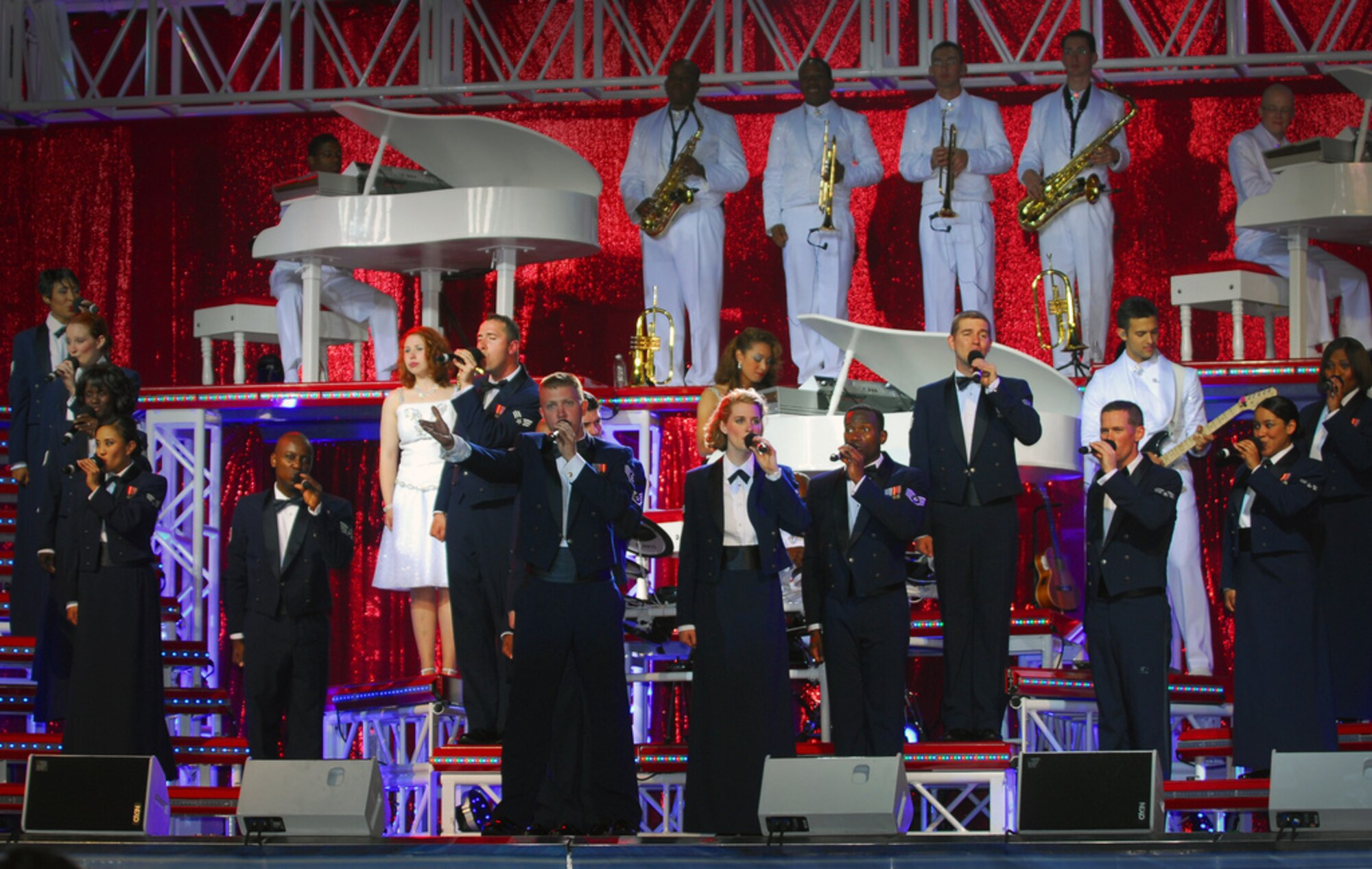 Air Force's Expeditionary Entertainers, Tops In Blue, performs at the Presidio of Monterey June 11. (U.S. Navy Photo by Petty Officer 2nd Class Steven Shepard)