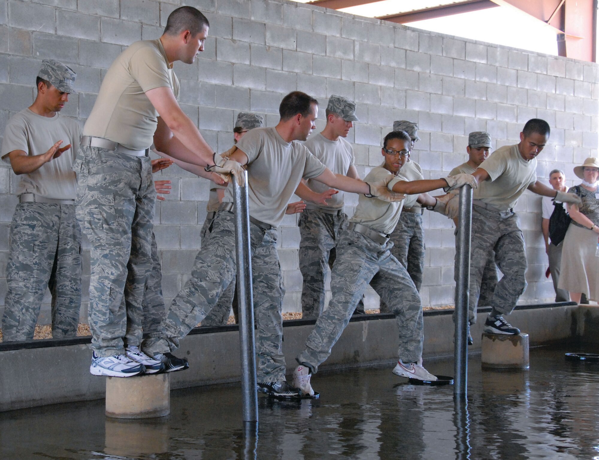 Cadets are challenged by Maxwell's "Project X." The cadets are part of the 2009 Field Training for Air Force ROTC cadets from universities around the nation. Field Training is a four-week long program and a requirement towards graduation and ultimately, a commission as a second lieutenant in the Air Force. (U.S. Air Force photo/Jamie Pitcher)
