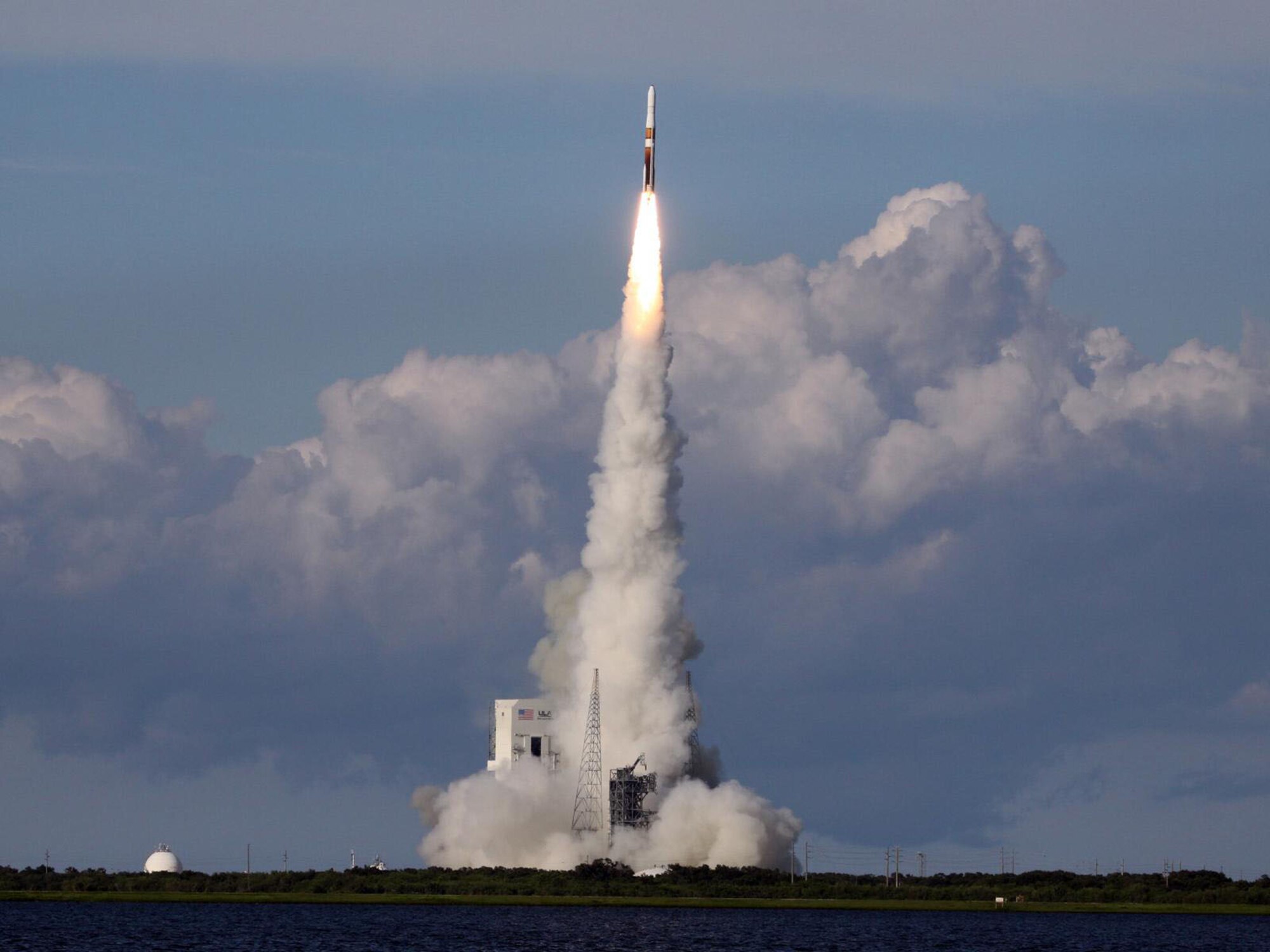 PATRICK AIR FORCE BASE, Fla. - Air Force Reserve helicopter crews from the 920th Rescue Wing here were not far from this rocket as it soared into the sky June 27 as they provided air surveillance after securing the launch safety zone of commercial vessels.  This Delta IV rocket lifted off from Cape Canaveral Air Station with the Geostationary Operational Environmental Satellite aboard to help predict weather and climate change. (NASA/Jack Pfalle)