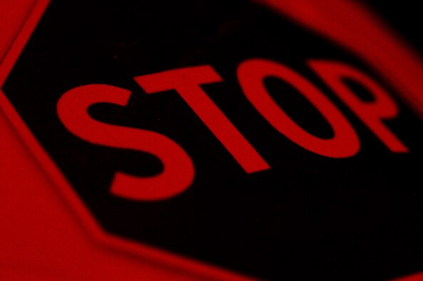ANDERSEN AIR FORCE BASE, Guam - A stop sign was placed under every chair for all in attendance of the "Sex Signals" improv show here June 29.The signs were used as a way for the audience to interact with the actors by evaluating the situation and holding up the "STOP" sign when the scenario has gone far enough, "STOP" and lets talk about the current situation and where to go from here. (U.S. Air Force photo by Senior Airman Nichelle Griffiths)