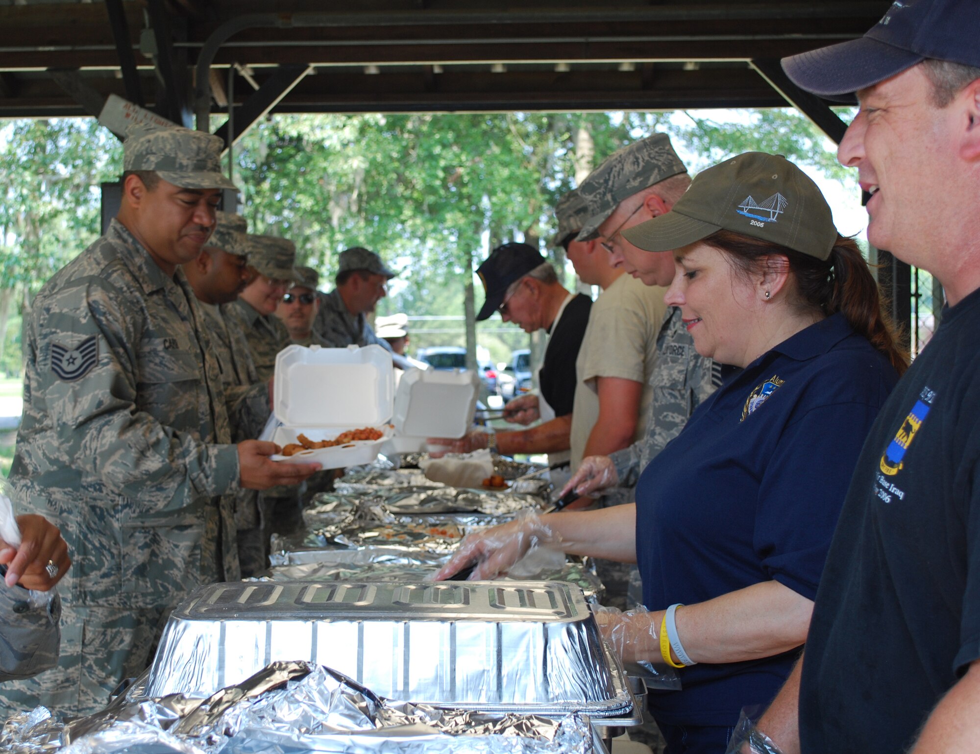 Members of the 315th Alumni Association host a fish fry to welcome the new 315th Airlift Wing Commander, Colonel Steven Chapman.  The 315 AW enjoyed an assortment of seafood; including fish, hush puppies, coleslaw and baked beans.  Colonel Chapman joined the Wing in April and enjoyed the welcome from the Wing’s Alumni Association.  