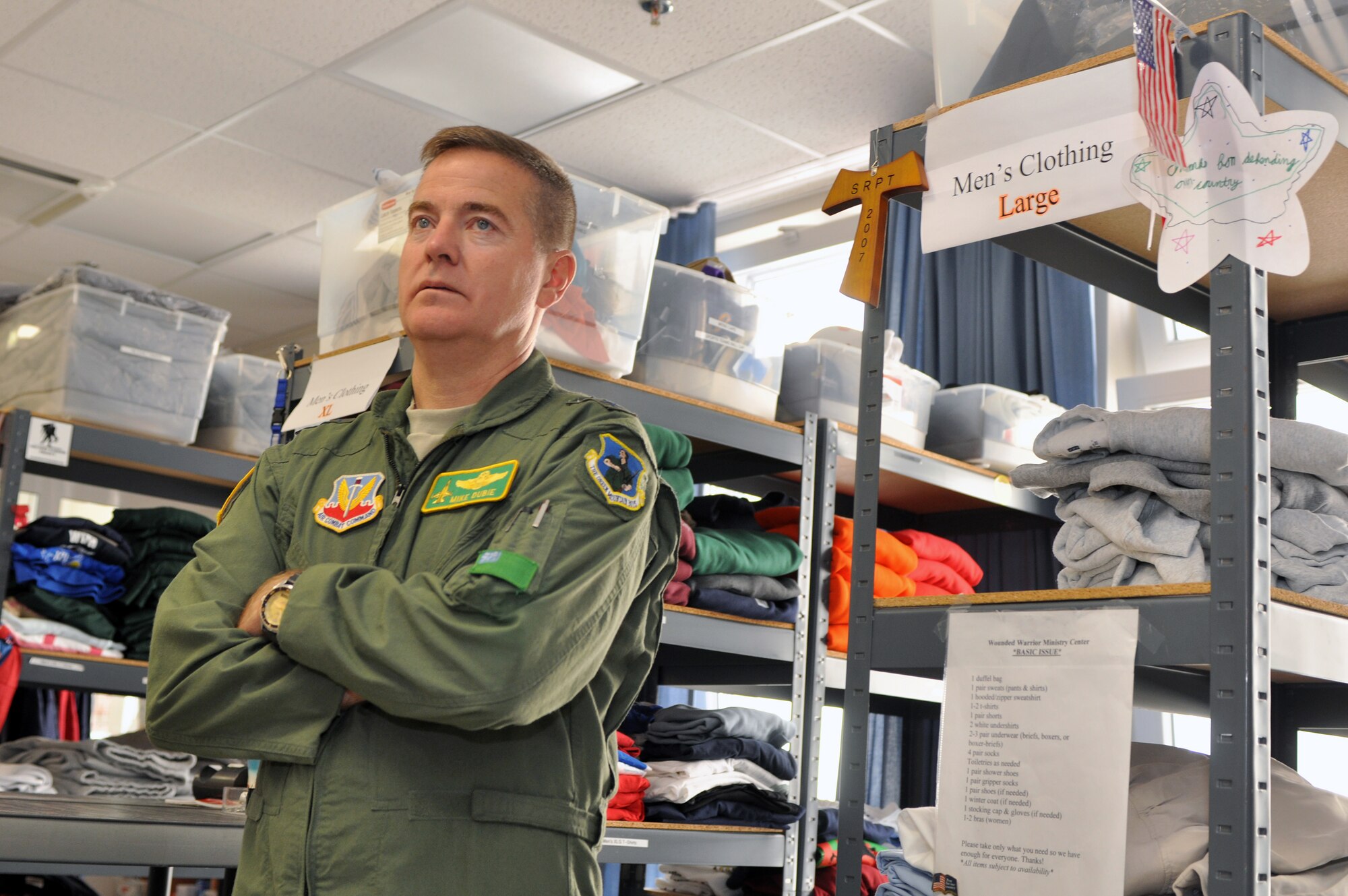 Maj. Gen. Michael Dubie, the adjutant general of the
Vermont National Guard, stands in the Wounded Warrior Ministry Center --
nicknamed the Chaplains' Closet -- at Landstuhl Regional Medical Center in
Germany on June 17, 2009, during a visit to wounded warriors. 
