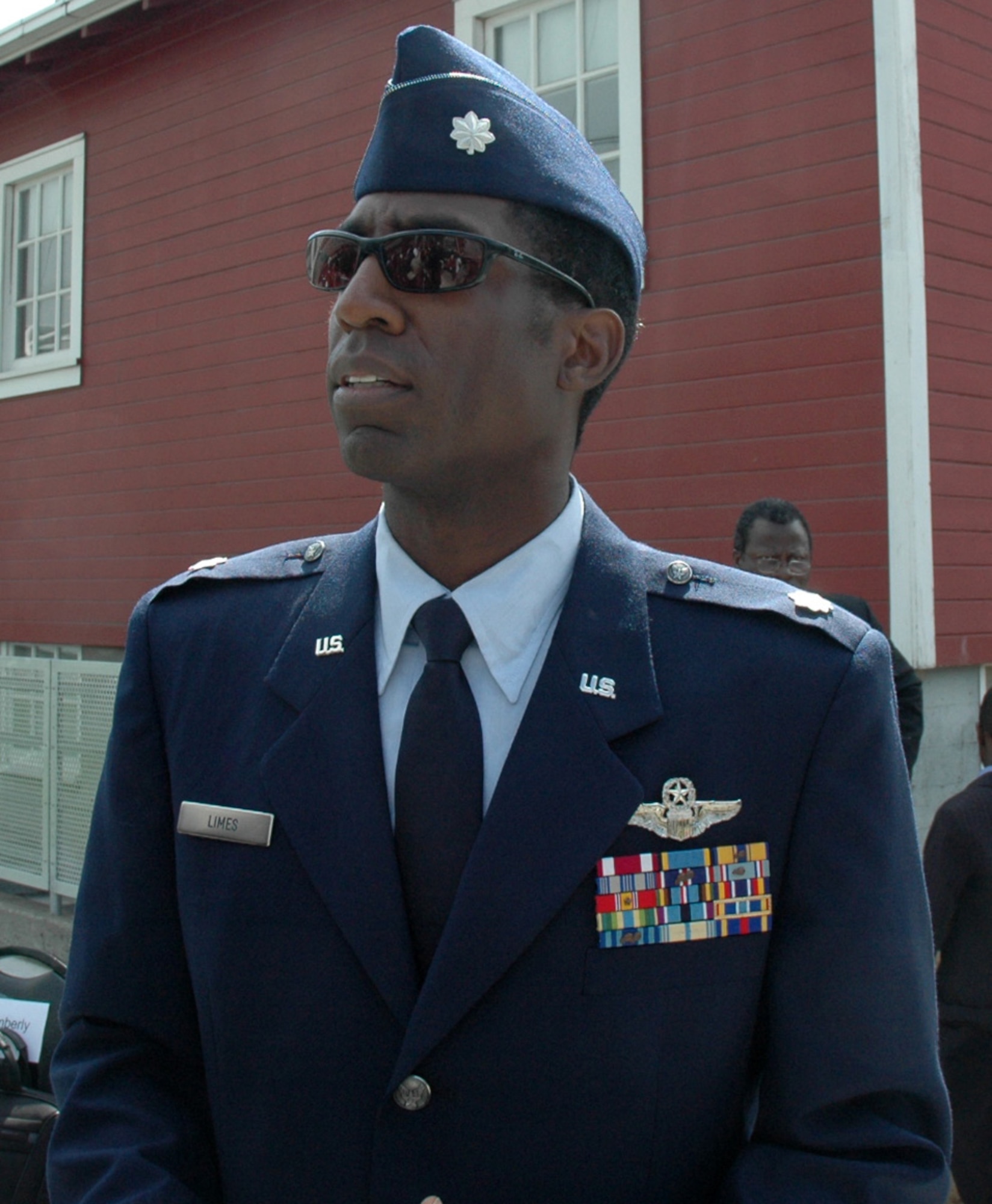 Lt. Col. Ron Limes, a pilot with the 97th Airlift Squadron, makes sure everything goes smoothly during the Lt. Col. Michael Anderson memorial and Aerospace Scholarship Foundation presentation at the Museum of Flight in Seattle, June 26. Colonel Limes played an intricate role in coordinating the event.