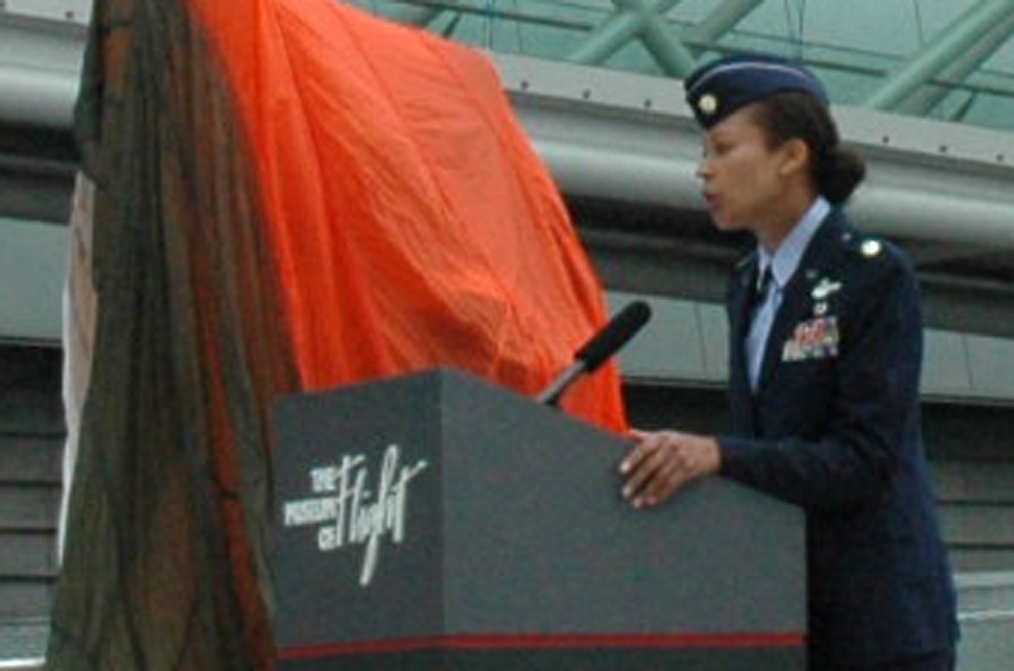 Maj. Kimberly Scott, a pilot with the 728th Airlift Squadron, was the Master of Ceromony at the Lt. Col. Michael Anderson memorial and aerospace scholarship foundation at the Museum of Flight in Seattle, June 26.