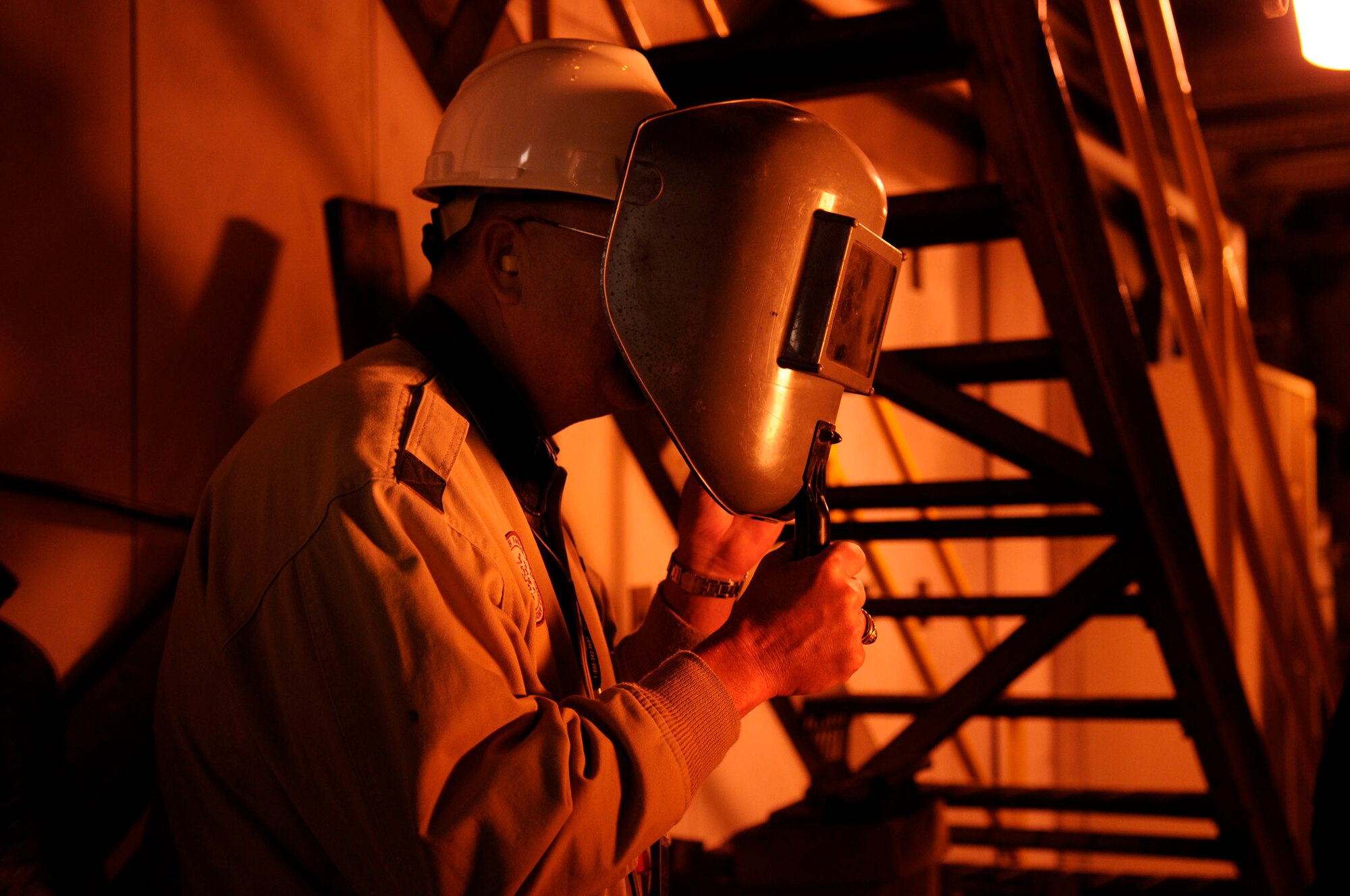 A civic leader tours the incinerator June 24, 2009, Eielson Air Force Base, Alaska. The Strategic Triangle Civic Leadership Tour is to provide a mission oriented, hands-on experience for civic leaders throuout the Pacific Air Force region. (U.S. Air Force photo/Airman 1st Class Laura Max)