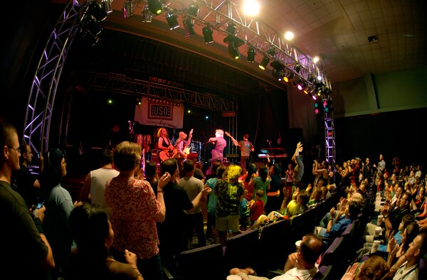 "The Lt. Dan Band" plays for a standing room only crowd, June 28, at the Osan Air Base, Republic of Korea, base theater. The band's mission is to do what it can to draw attention to military service members, their families and veterans and to make sure they know they are remembered and appreciated. (U.S. Air Force photo/Staff Sgt. Brian Ferguson)