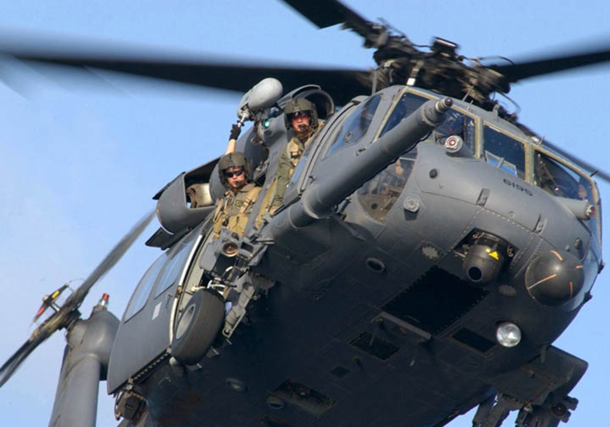PATRICK AIR FORCE BASE, Fla. - An Air Force Reserve rescue crew from the 920th Rescue Wing here took off in an HH-60G Pave Hawk helicopter, like the one shown here, to join the Coast Guardtoday at 5:00 p.m. to join the Coast Guard in a search for four missing boaters 50 miles west of Clearwater Pass on the Gulf Coast of Florida.  Detroit Lions defensive end Corey Smith and Oakland Raiders linebacker Victor "Marquis" Cooper were among missing. (U.S. Air Force photo/Staff Sgt. Lanie McNeal)
