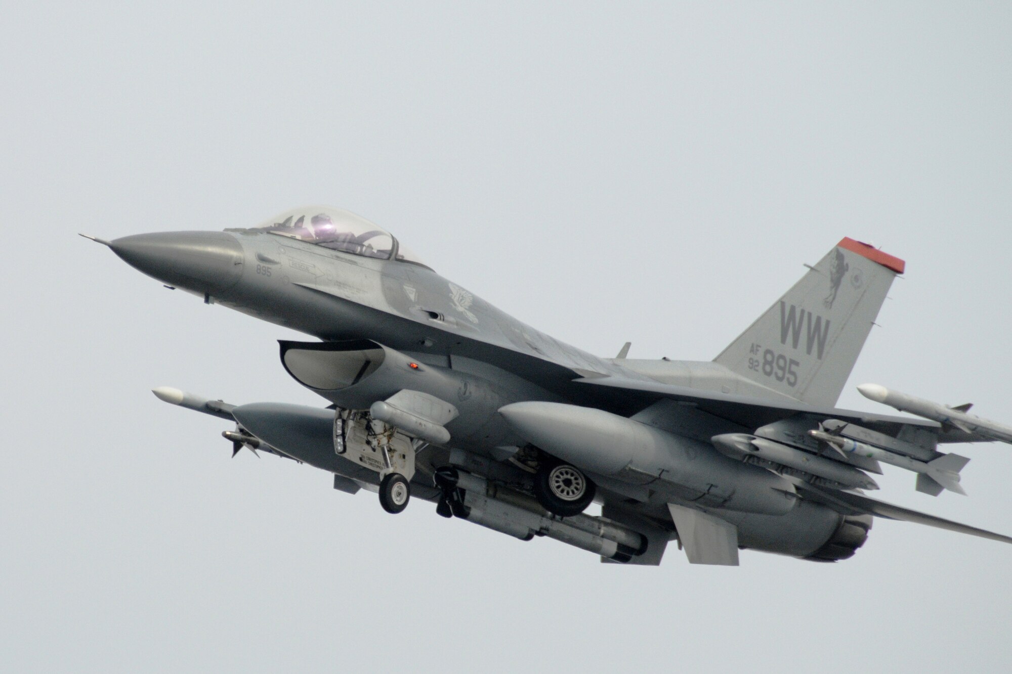 MISAWA AIR BASE, Japan -- An F-16 out of the 13th Fighter Squadron takes off for a deployment to the Republic of Korea Feb. 23, 2009. More than 300 Airmen will support the 13th FS in an effort to balance assets to support regional stability in the Asia-Pacific theater and meet the needs of the ongoing Global War on Terrorism. (U.S. Air Force photo by Senior Airman Jamal D. Sutter)