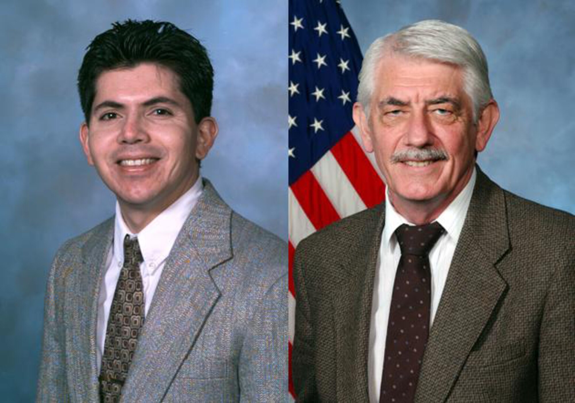 At the AFRL Air Vehicles Directorate 43rd Annual Awards Luncheon, The Benjamin D. Foulois award was presented to the team of Dr. Jose Camberos (left) and Dr. David Moorhouse for their development of exergy-based methods for systems integration, analysis, and design of aerospace vehicles. (U.S. Air Force photo)