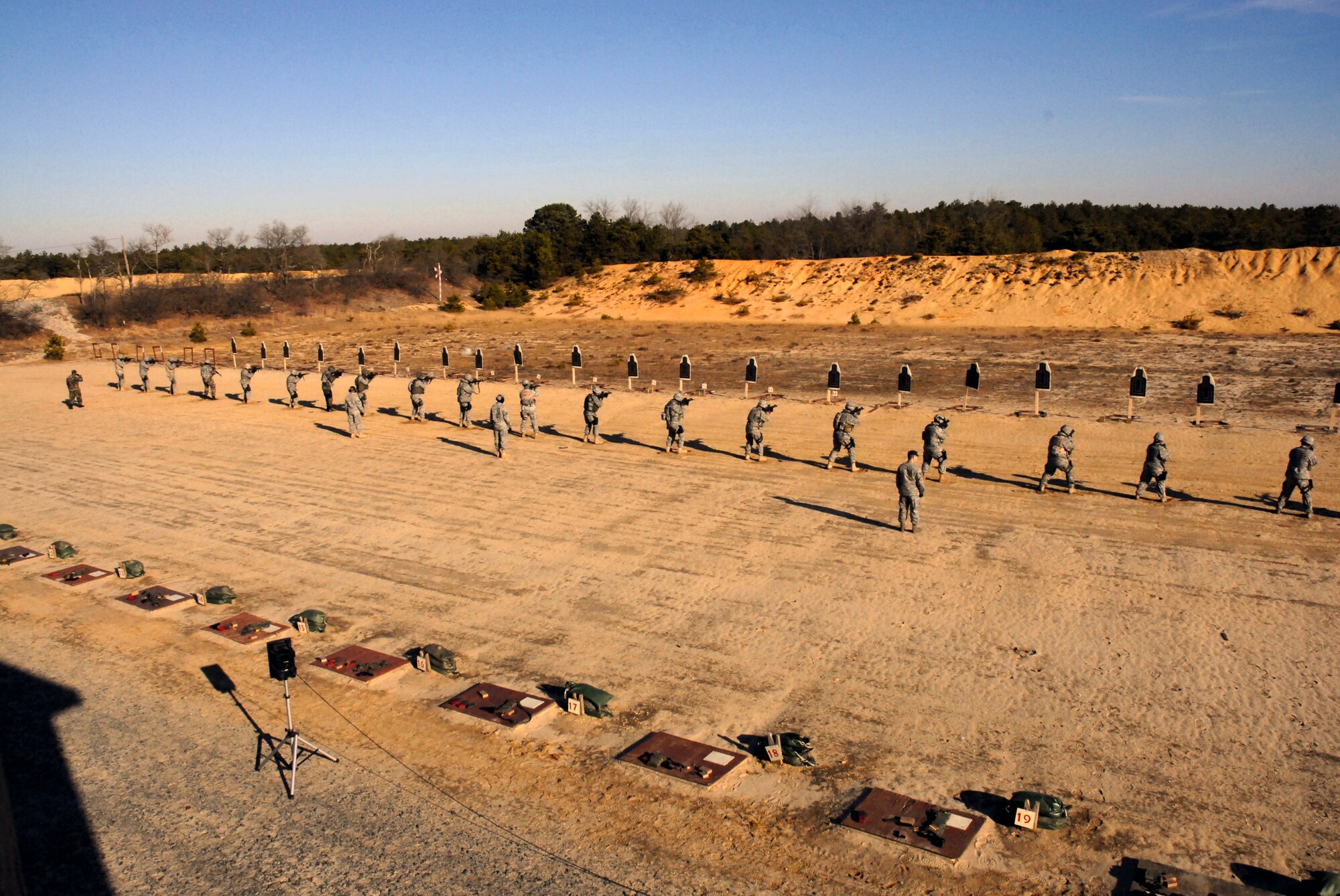 Students in the Air Force Phoenix Warrior Training Course practice live-fire training on a Fort Dix, N.J., range on Feb. 28, 2009.  The course, taught by the U.S. Air Force Expeditionary Center's 421st Combat Training Squadron at Fort Dix, N.J., prepares security forces Airmen for upcoming deployments.  (U.S. Air Force Photo/Staff Sgt. Paul R. Evans)