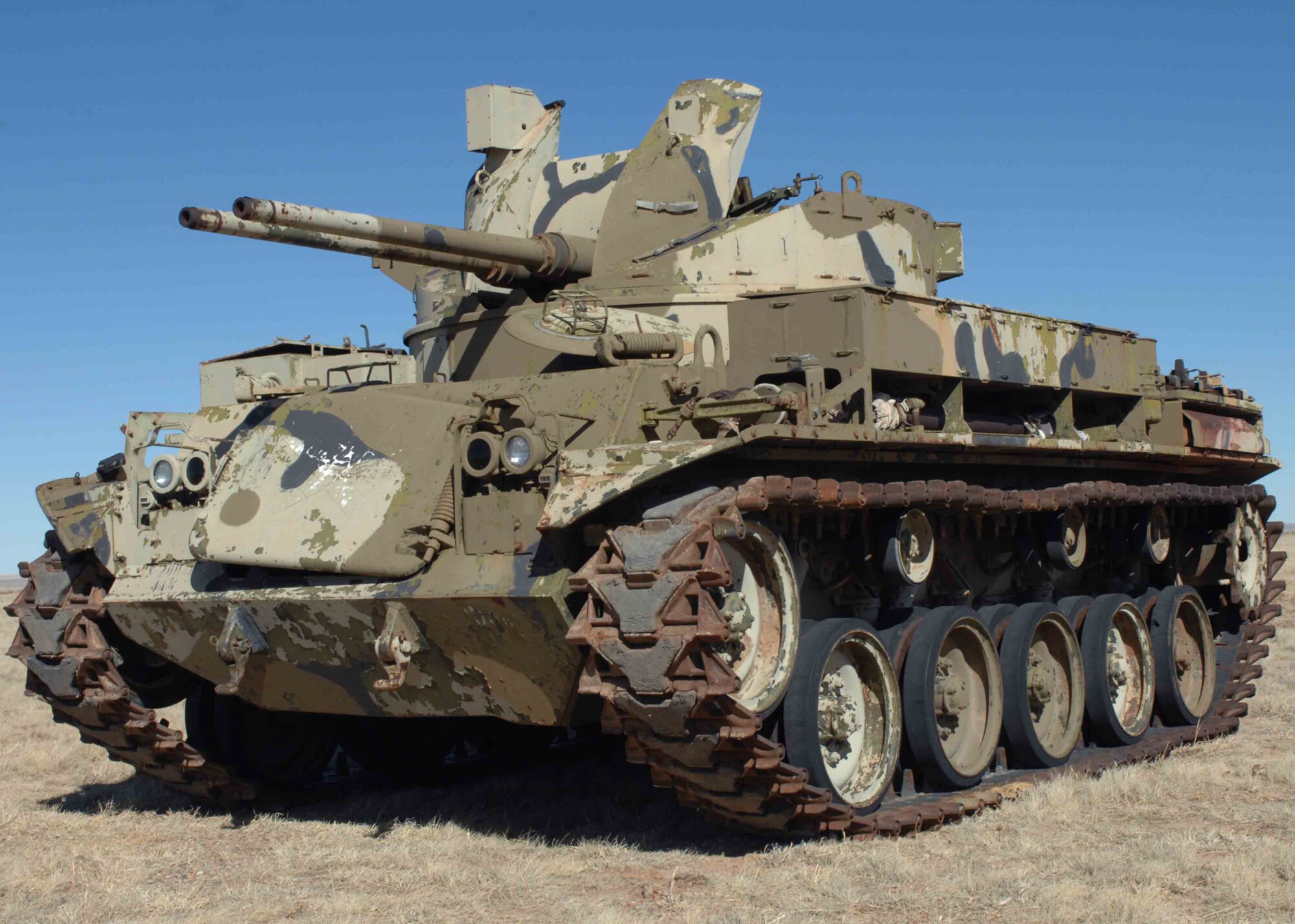 CANNON AIR FORCE BASE, N.M. -- An M-42 Duster Tank sits at the Melrose Air Force Range Feb. 18.  This tank, built for the Army from 1952-1959, is the second M-42 for the range and will be used for target practice.  (U.S. Air Force photo/Airman 1st Class James Bell) 