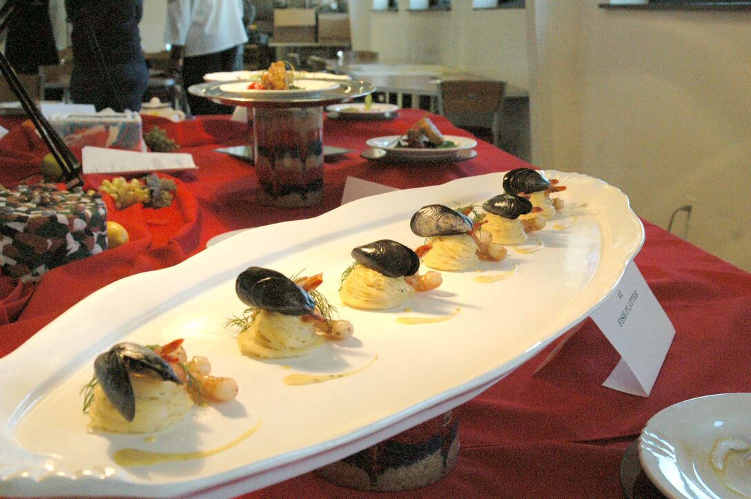 LANGLEY AIR FORCE BASE, Va. -- Mussels with angel hair pasta is one of the culinary tidbits created by Airman 1st Class Leandre Inness, 1st Force Support Squadron. (Courtsey photo/Lyna Tucker)