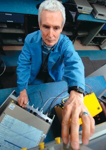 Richard Pfleiderer turns the dials on a Thermocouple simulator used to simulate signals from tested units to compare with known reference signals. Mr. Pfleiderer will retire after nearly four decades of combined service with the Navy and the Fleet Readiness Center Mid-Atlantic Site-Washington Navy Calibration Lab as a precision measurement equipment mechanic. (US Air Force photo by Bobby Jones)