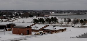 LANGLEY AIR FORCE BASE, Va.-- Memorial Park, King Street Gate, and other landmarks are seen from the top of the air traffic control tower after a snowstorm March 2. Langley was hit with parts of the largest  snowfall Virginia has seen in the last three years. (U.S. Air Force photo/Airman Rebecca Montez)