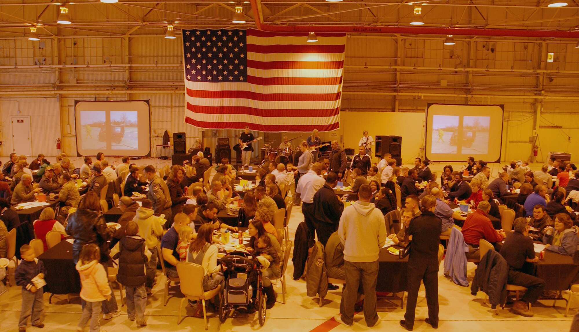 Team Vance members and their families celebrated months of hard work preparing for the Air Education and Training Command Unit Compliance Inspection, with food, music and games for the children in Hangar 170, Monday afternoon. (U.S. Air Force photo by Staff Sgt. Brian Hill)