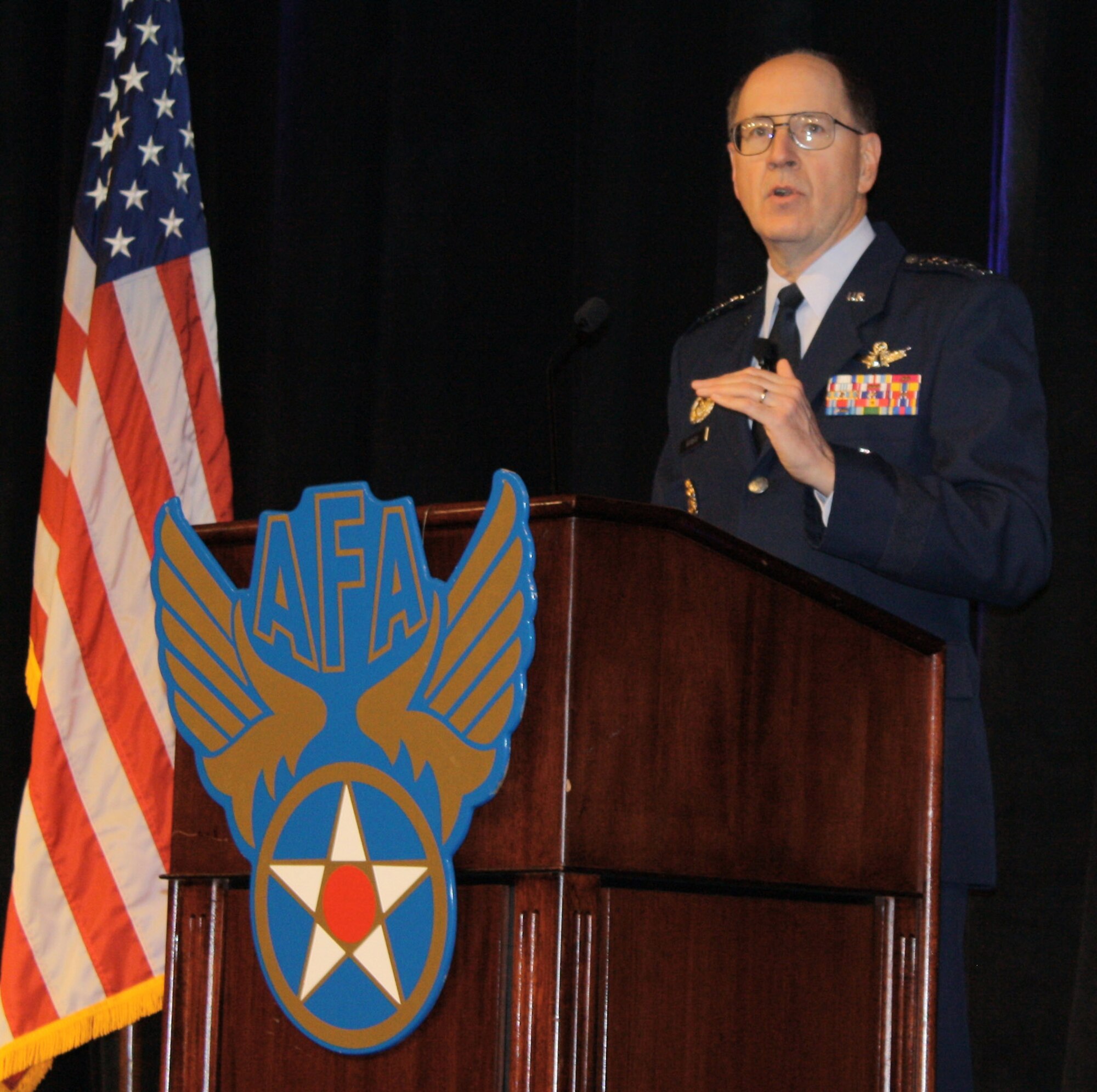 Gen. C. Robert Kehler, commander of Air Force Space Command, attended the Air Force Association's Air Warfare Symposium in Orlando Feb. 27 and spoke on the changing nature of warfare in the 21st century and the measures that must be taken to respond to those changes.  (U.S. Air Force photo/Airman 1st Class David Dobrydney)