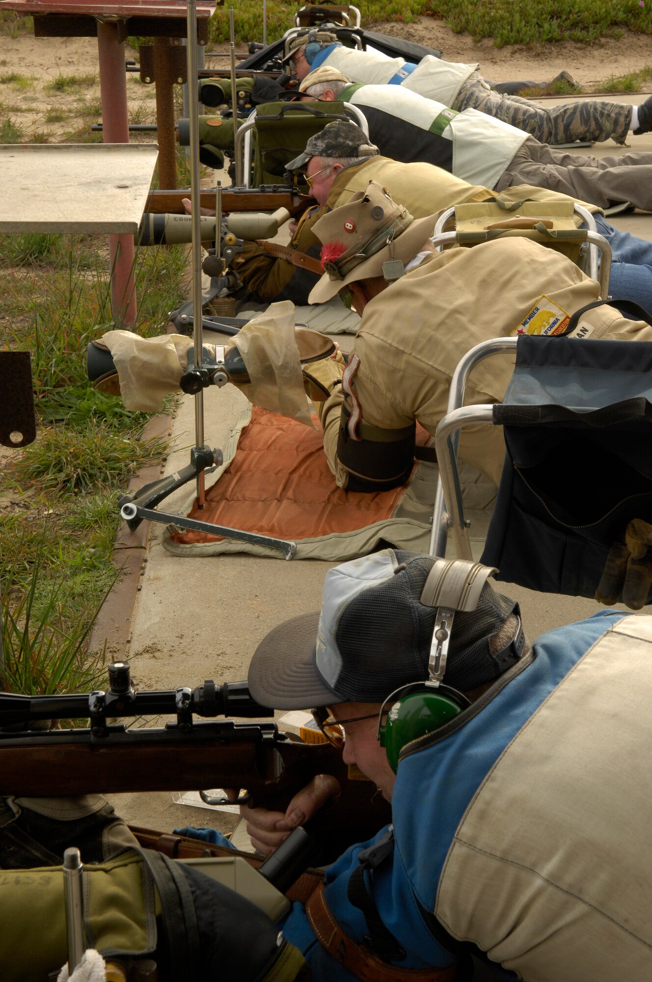 VANDENBERG AIR FORCE BASE, Calif. -- Competition marksmen from the Santa Barbara County area, take aim at their targets during the Dewars Rifle Match at the Vandenberg Rod and Gun Club here Feb 28. The competition is held once every month, and serves as a training tool for future national competition matches. (U.S. Air Force photo/Senior Airman Matthew Plew) 
