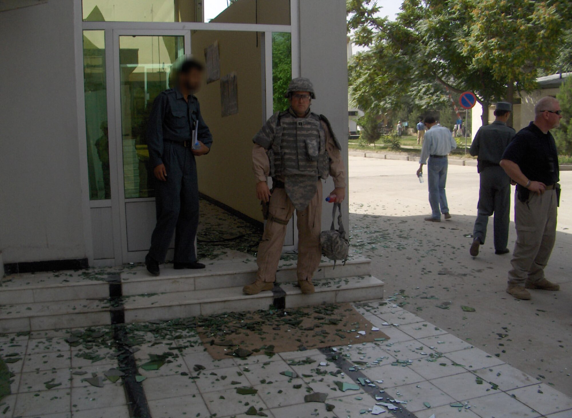 Above, Captain Laubacher outside the Ministry of Interior after the Indian Embassy across the street was bombed. (Photo provided)