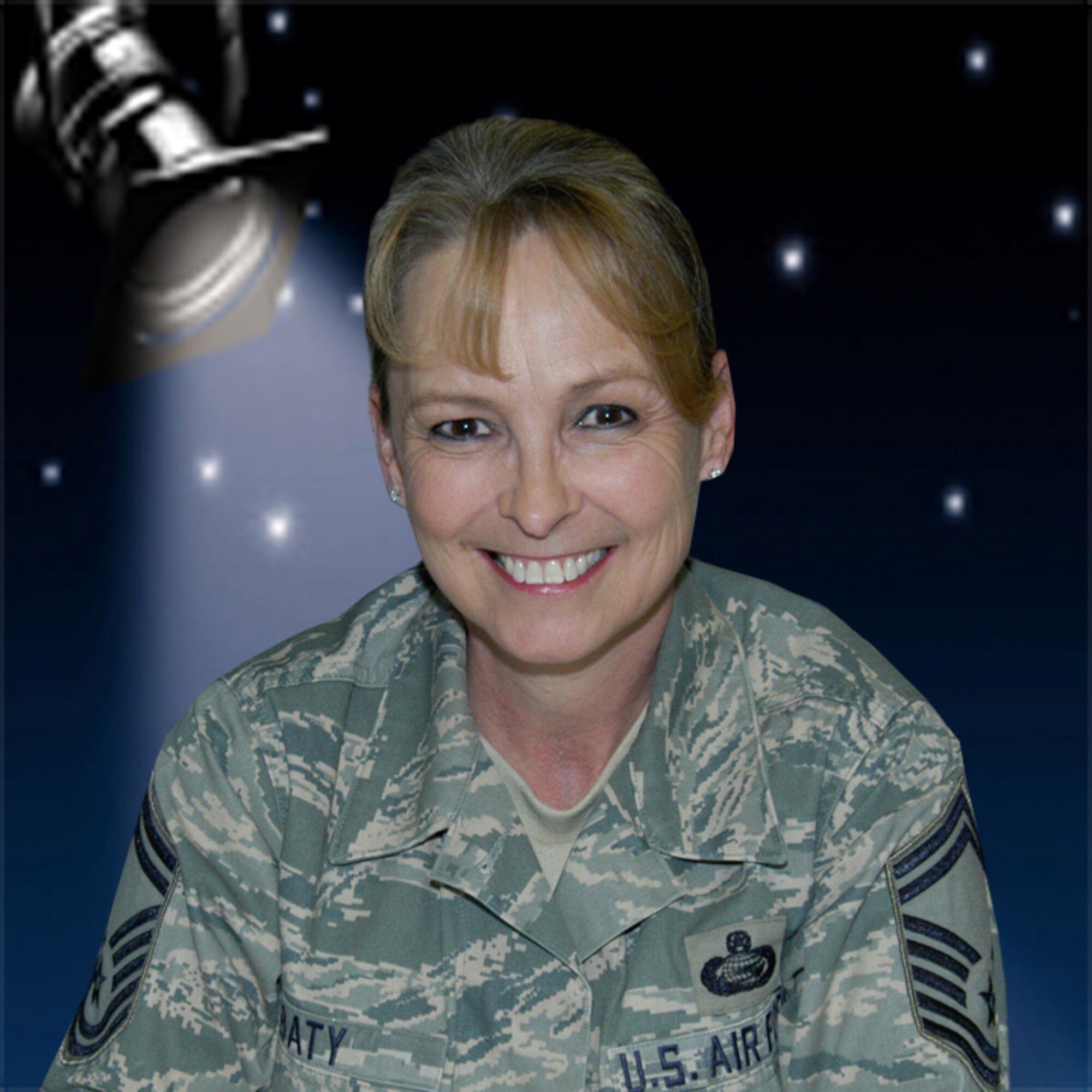Senior Master Sgt. Teri Baty, Superintendent, Retirements and Separations, Directorate of Personnel Program Management, is the ARPC Spotlight of the week. Sergeant Baty is from Cushing, Okla. She began her Air Force career in 1977 as a Romanian linguist at the National Security Agency. (U.S. Air Force graphic/Eric Valdez)