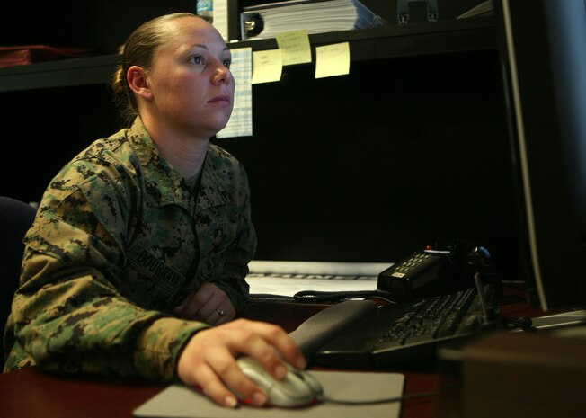 Lance Cpl. Amanda N. Doubrava, comptroller clerek, 2nd Marine Logistics Group works as a Defense Travel System clerk.  Doubrava one on many Marines in her circle of family and close friends and is proud to carry on the tradition.