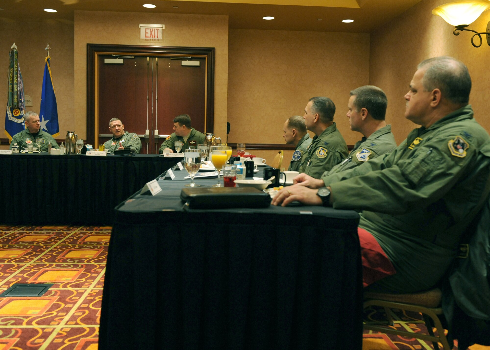 LANGLEY AIR FORCE BASE, Va. – Lt. Gen. Gary North, 9th Air Force commander, speaks to commanders at a breakfast during 9th Air Force Total Force Conference March 4. The conference recognizes the top performers of the 9th AF and provides a time for the commanders of each wing to meet.  (U.S. Air Force photo/Airman 1st Class Jonathan Koob)