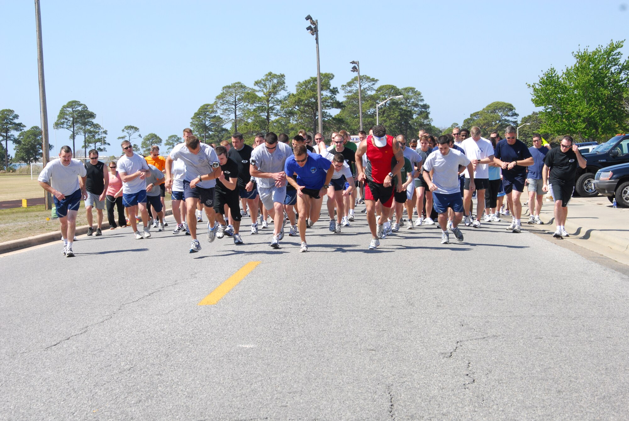 Approximately 120 Team Tyndall members participated in the Air Force Assistance Fund 5k Run today at the base fitness center.  This year’s AFAF campaign runs from March 5 till April 15.  (U.S. Air Force photo by Susan Trahan)