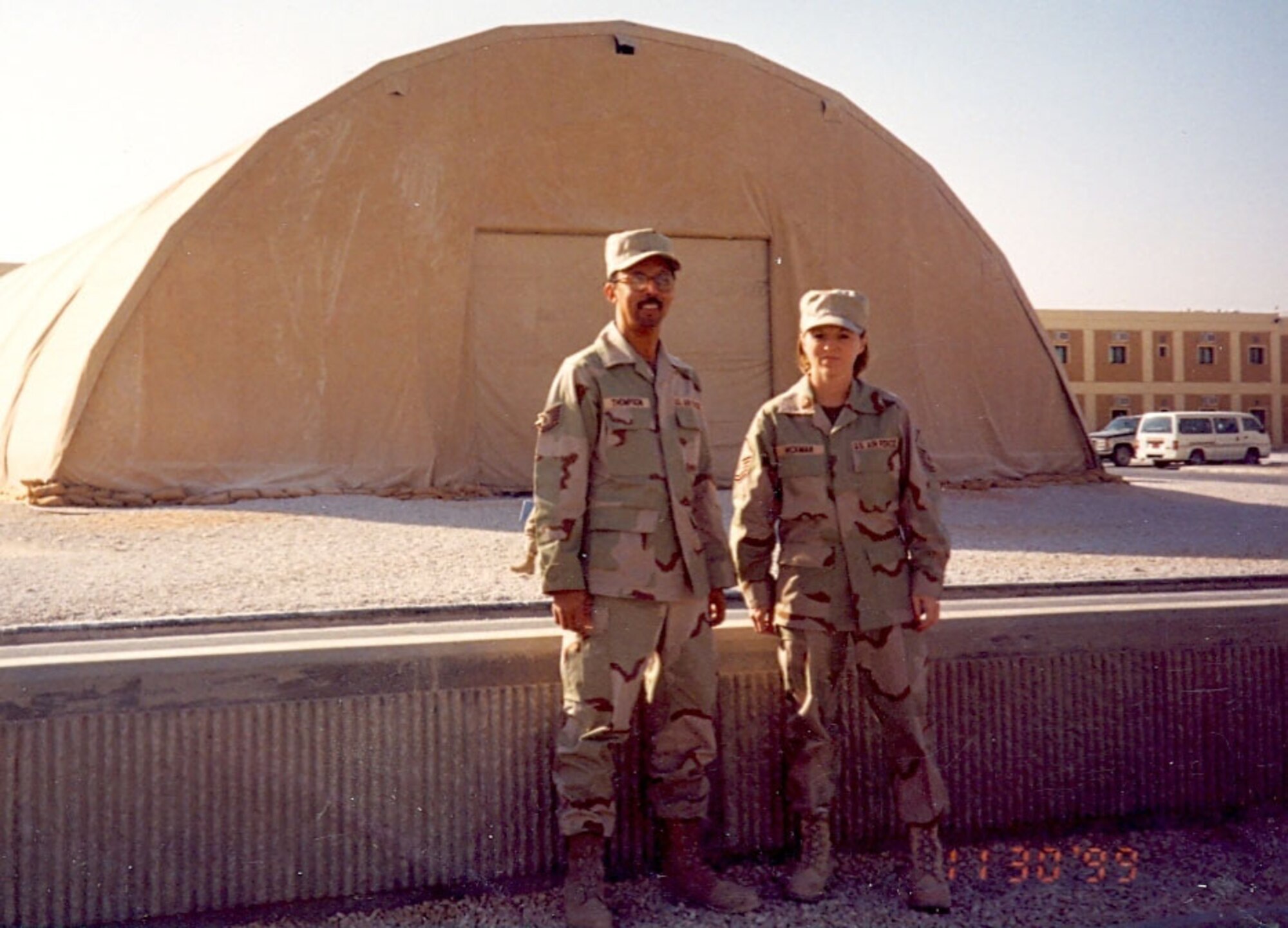 Then Master Sgt. Patti Hickman deployed to Prince Sultan Air Base, Saudi Arabia in the very first Air Expeditionary Force Rotation.  Chief Hickman spent her 29 year Air Force career at Andrews Air Force Base first in active duty then with the 459th Air Refueling Wing. Chief Hickman will remain a part of Team Andrews working as an IMA for AFDW.  