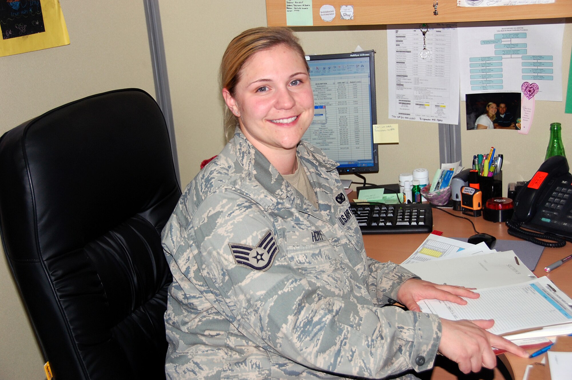 SOUTHWEST ASIA -- Staff Sgt. Rebecca Hoyt, 386th Expeditionary Contracting Squadron contingency contracting officer, is deployed from the 37th Contracting Squadron at Lackland Air Force Base, Texas. (U.S. Air Force courtesy photo)