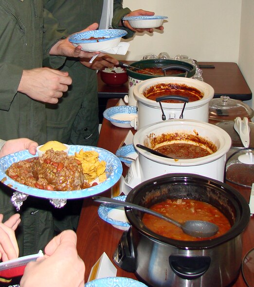 Members of the Airman & Family Readiness Center staff prepared a chili luncheon for Vance commanders and Air Force Assistance Fund key group representatives, March 5. The luncheon served as the kick off the 2009 AFAF campaign. (U.S. Air Force photo by Joe B. Wiles) 