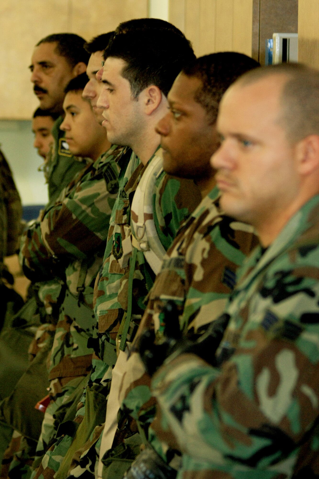 GRISSOM AIR RESERVE BASE, Ind., -- Members of the 434th Air Refueling Wing listen intently to an instructor during a post attack recovery training class held during a recent unit training assembly.  (U.S. Air Force Photo/TSgt. Patrick Kuminecz)