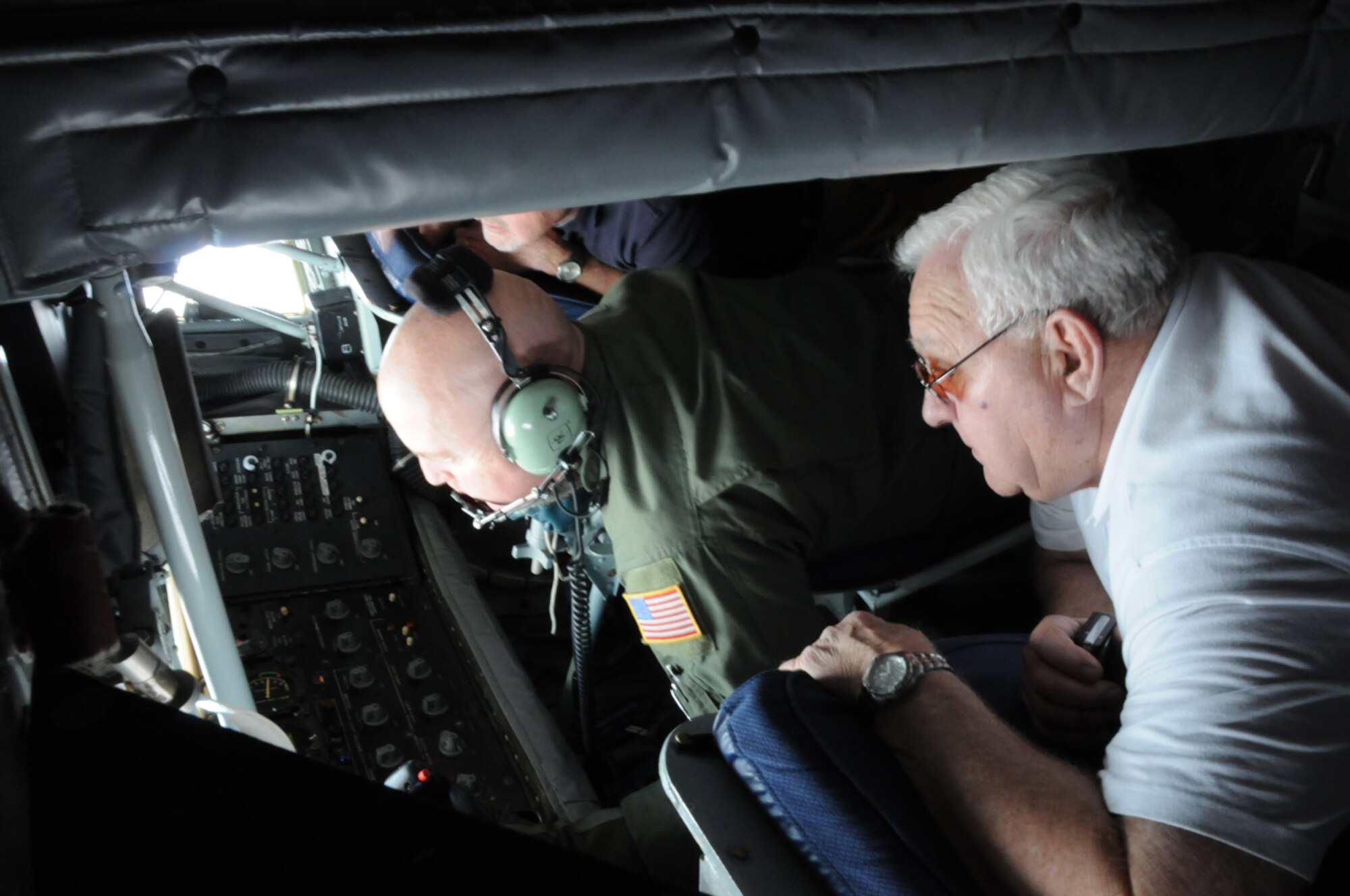 SEYMOUR JOHNSON AIR FORCE BASE, N.C. -- An employer gets a bird's-eye-view of an air-to-air refueling at 20,000 feet. The bi-annual Employer Day is hosted by the 916th Air Refueling Wing.